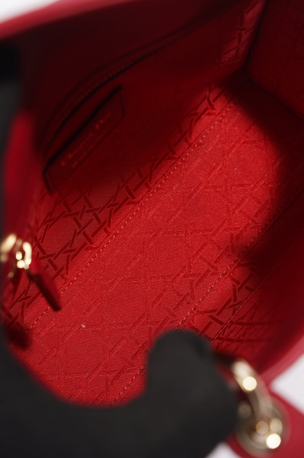 Christian Dior Lady Dior Red Lambskin Leather Small