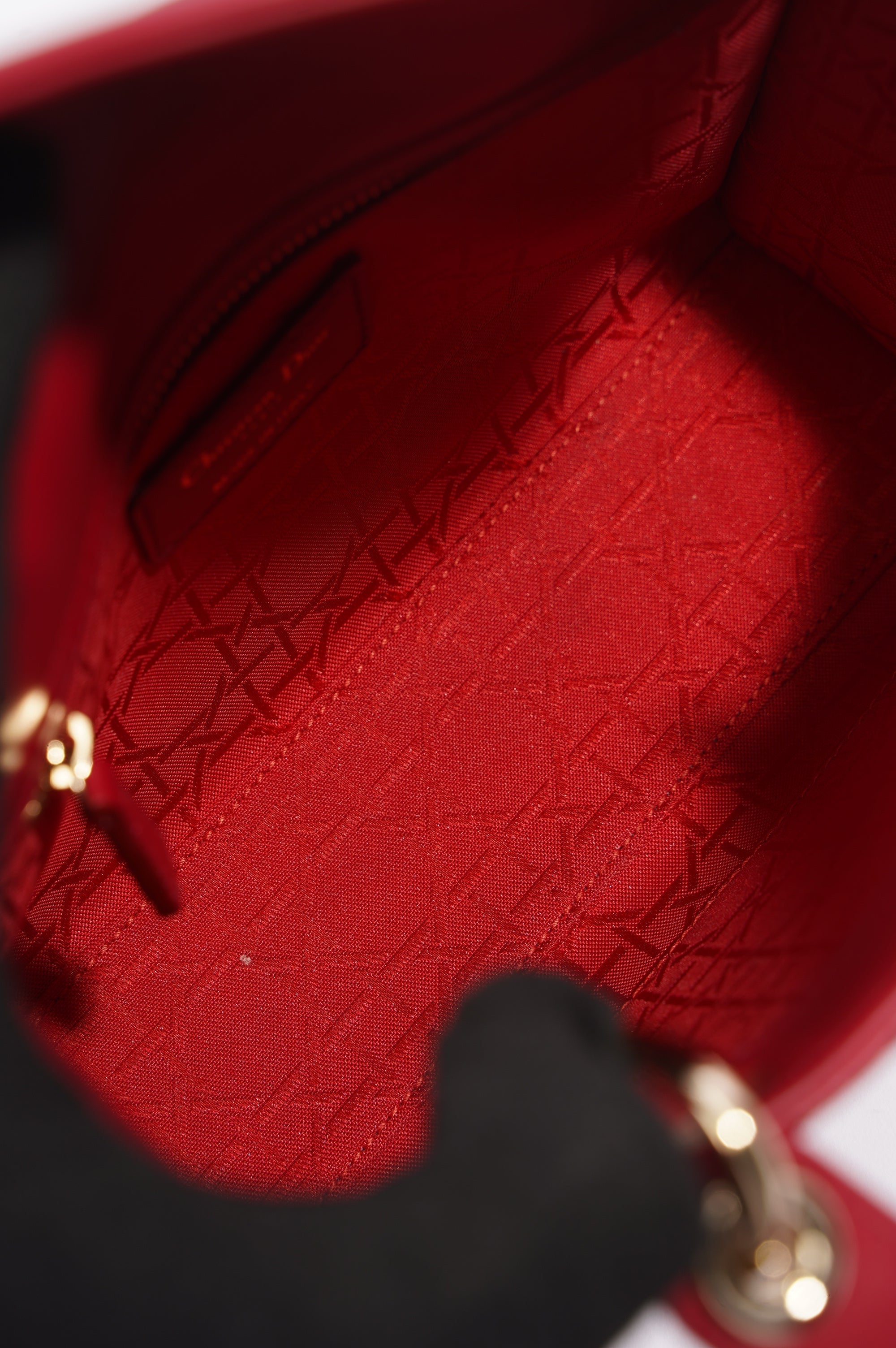 Christian Dior Lady Dior Red Lambskin Leather Small