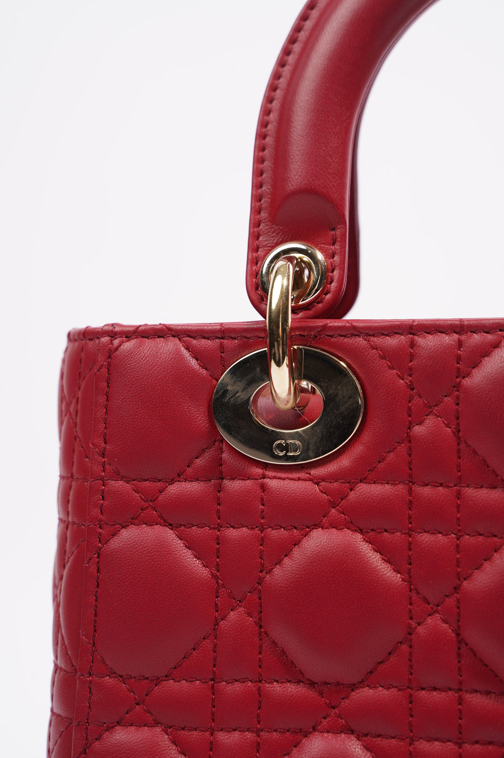 Christian Dior Lady Dior Red Lambskin Leather Small