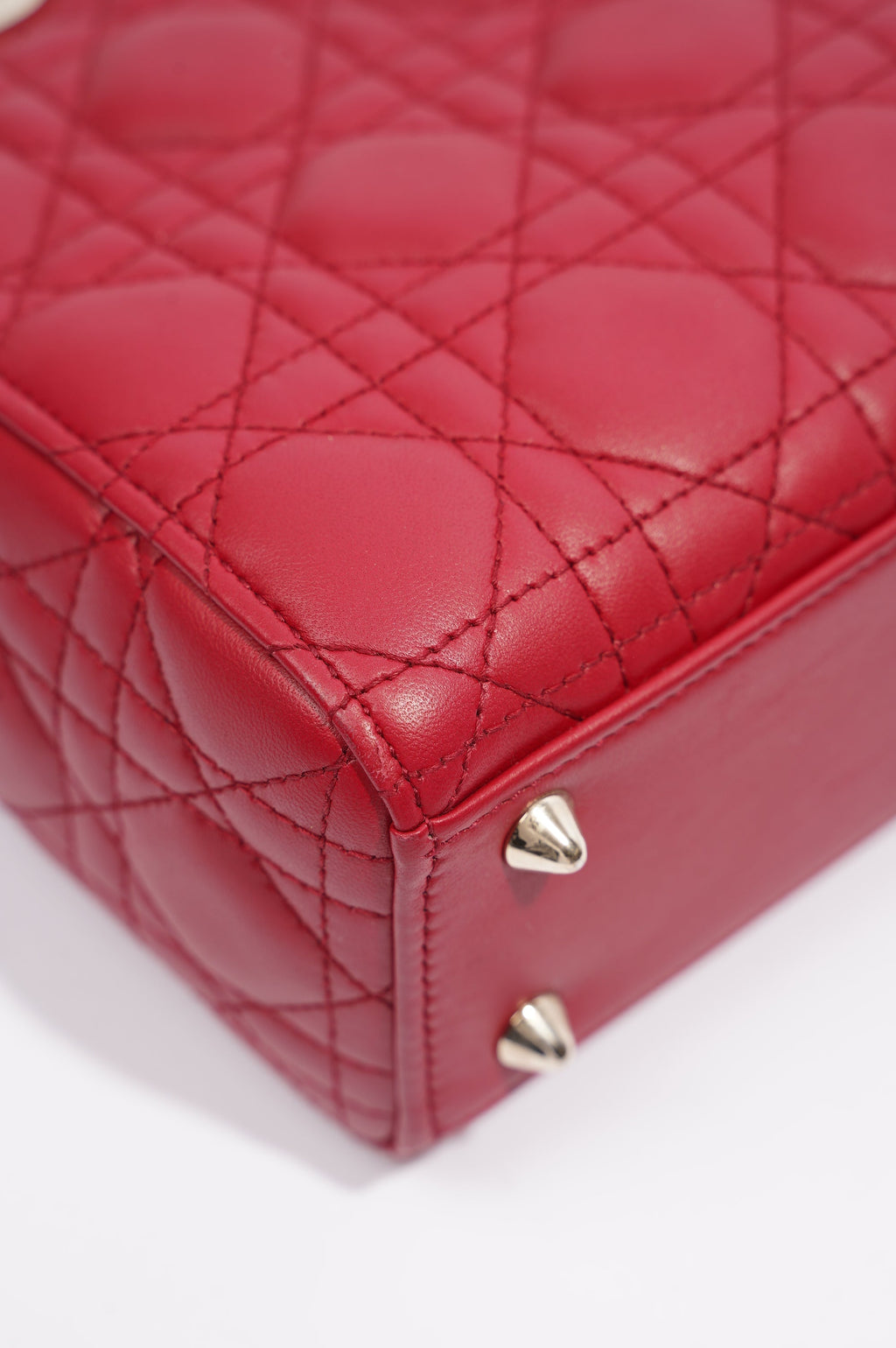 Christian Dior Lady Dior Red Lambskin Leather Small