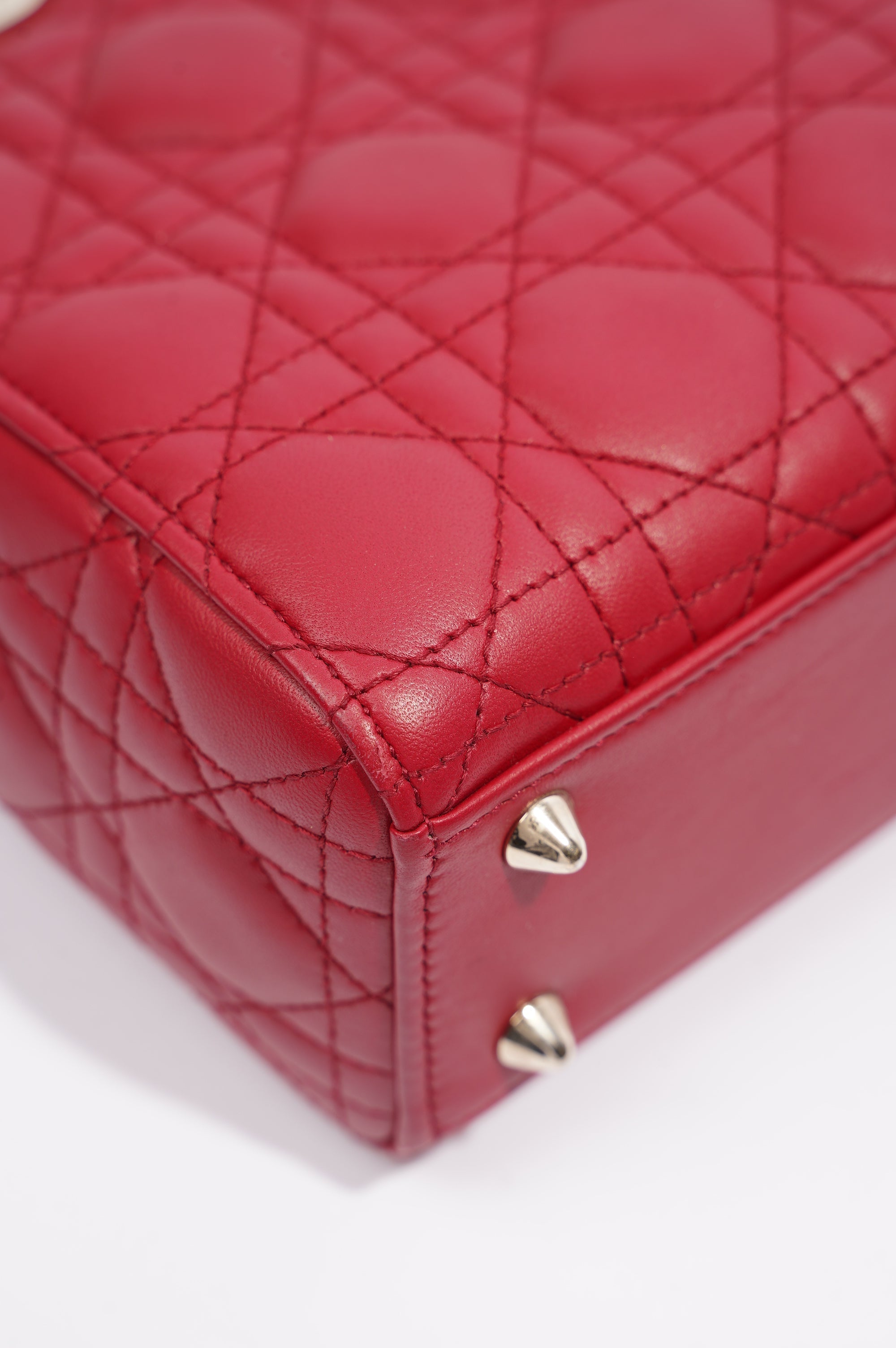Christian Dior Lady Dior Red Lambskin Leather Small