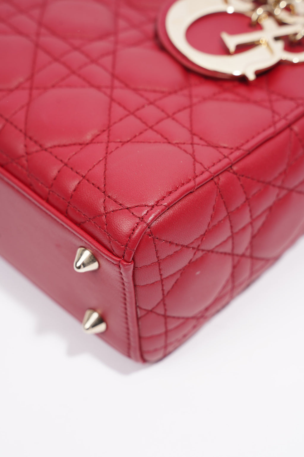 Christian Dior Lady Dior Red Lambskin Leather Small