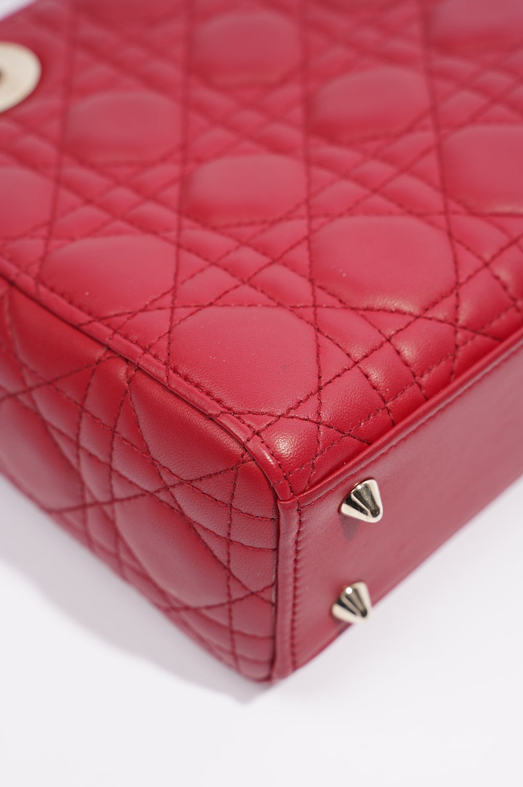Christian Dior Lady Dior Red Lambskin Leather Small