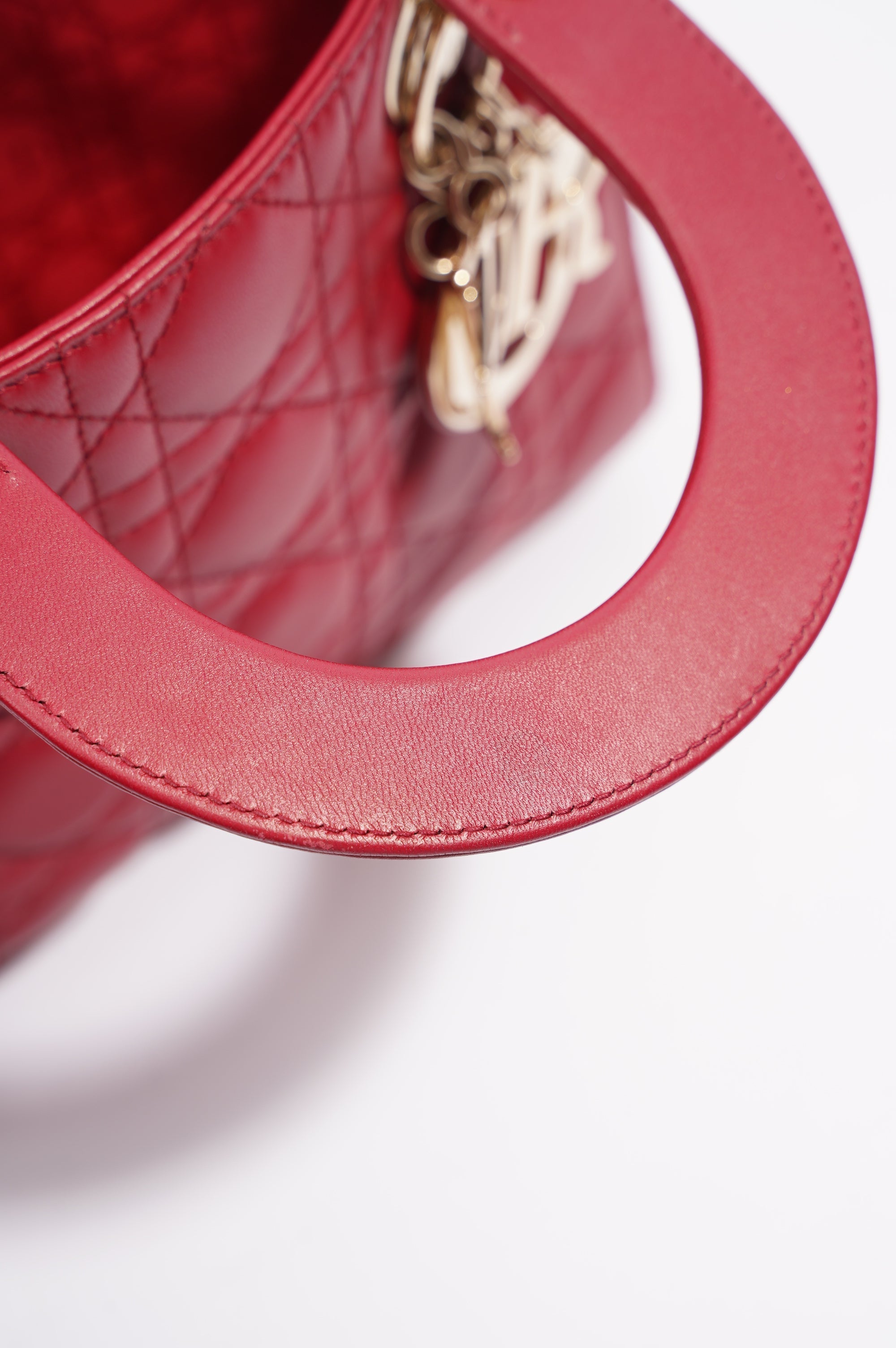 Christian Dior Lady Dior Red Lambskin Leather Small