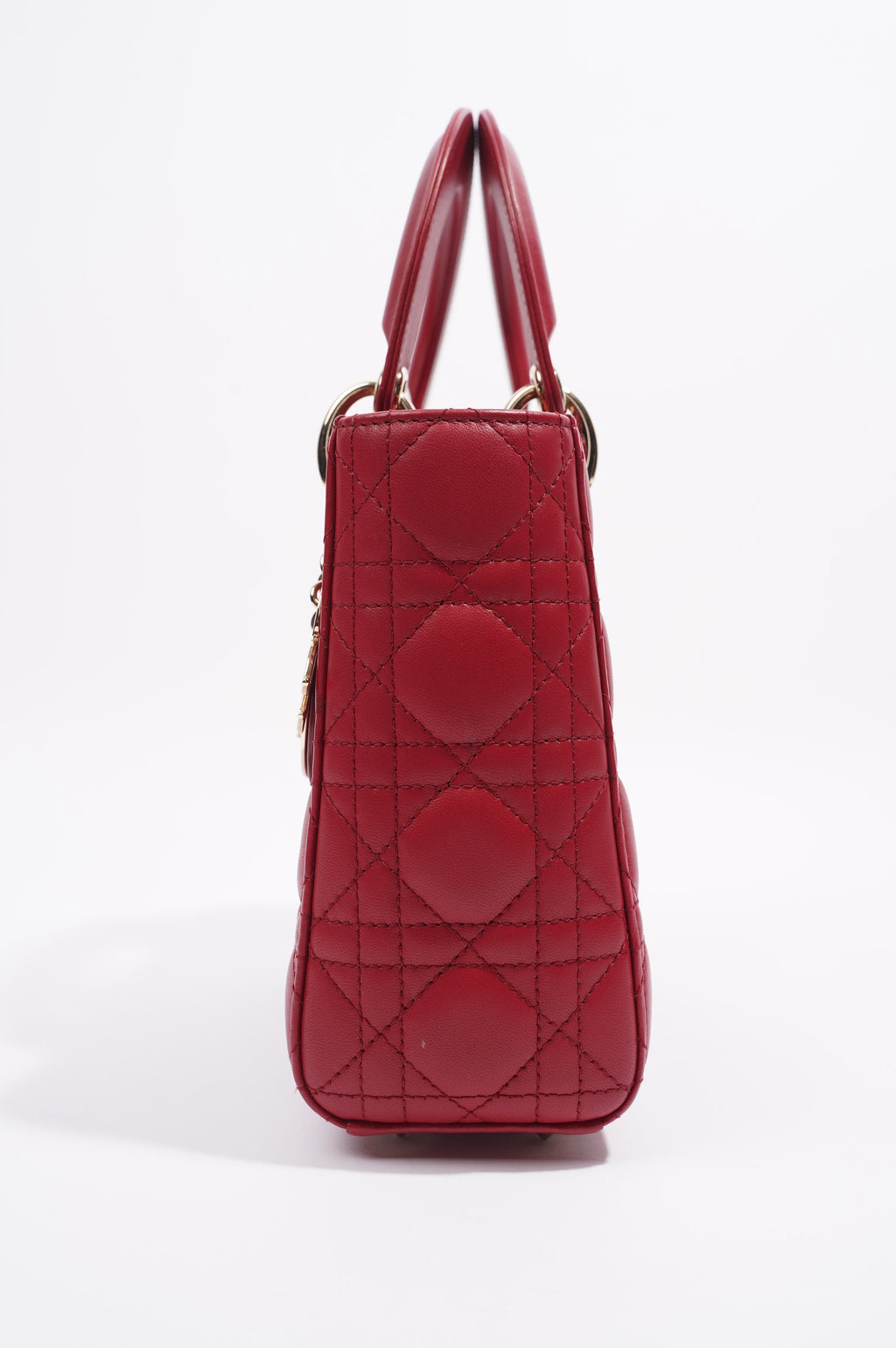 Christian Dior Lady Dior Red Lambskin Leather Small