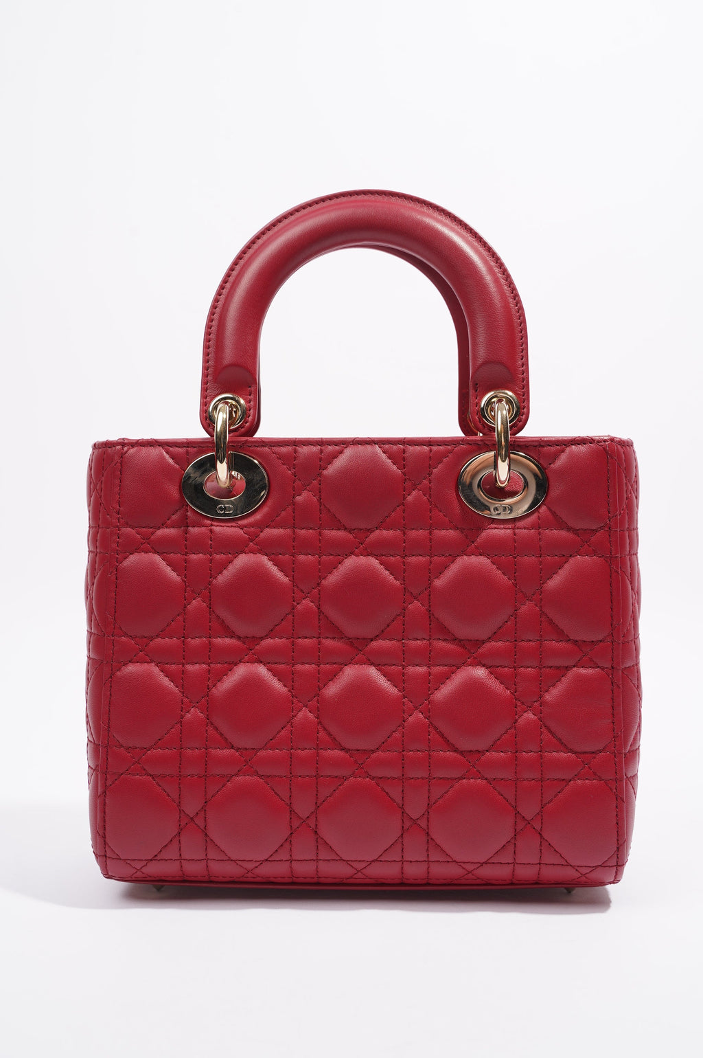 Christian Dior Lady Dior Red Lambskin Leather Small