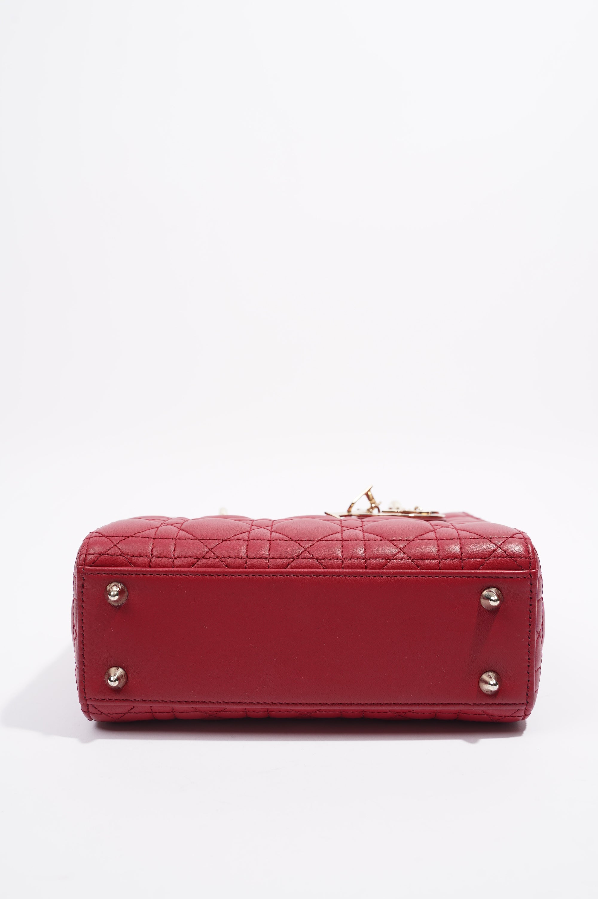 Christian Dior Lady Dior Red Lambskin Leather Small