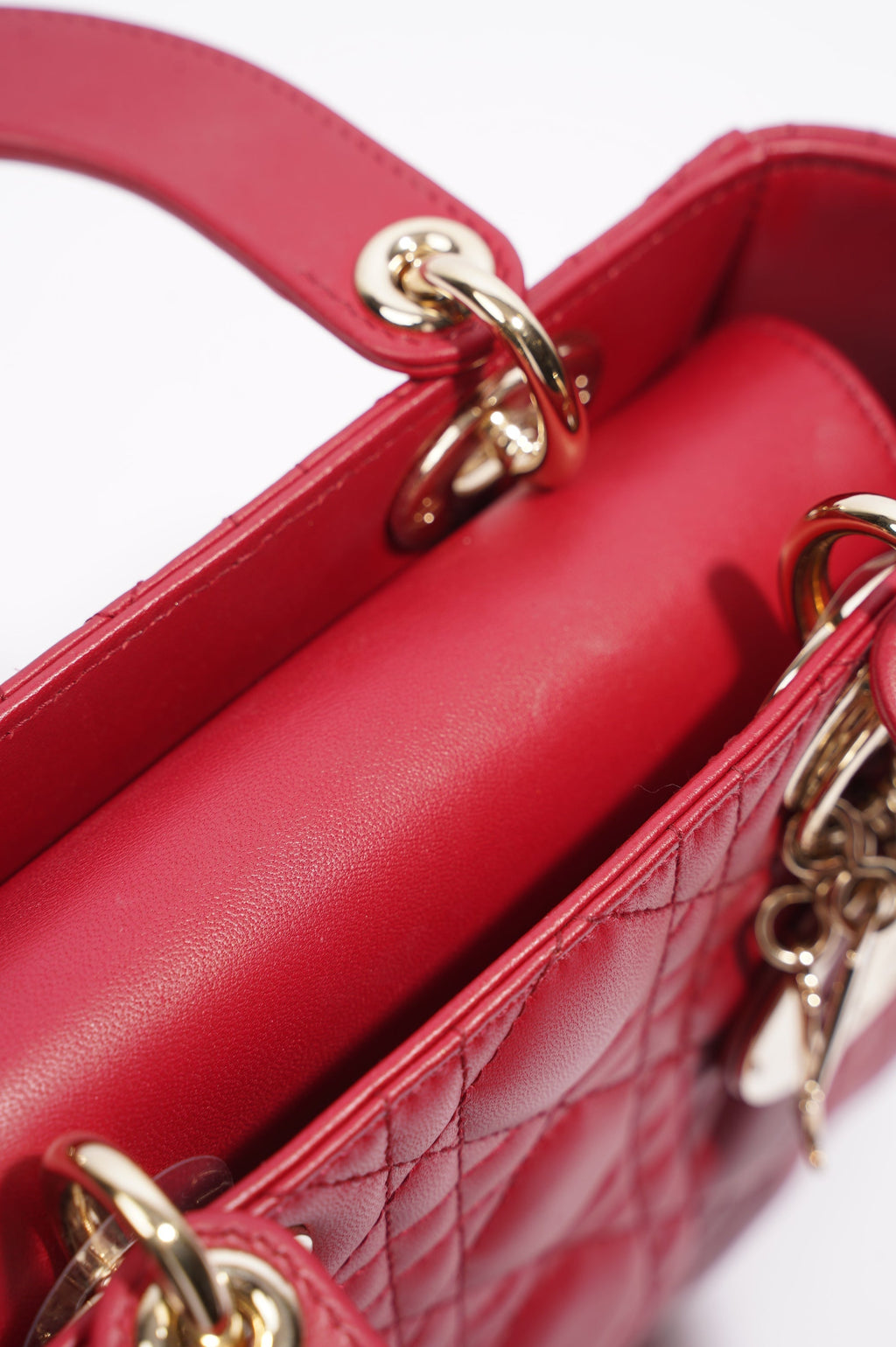Christian Dior Lady Dior Red Lambskin Leather Small