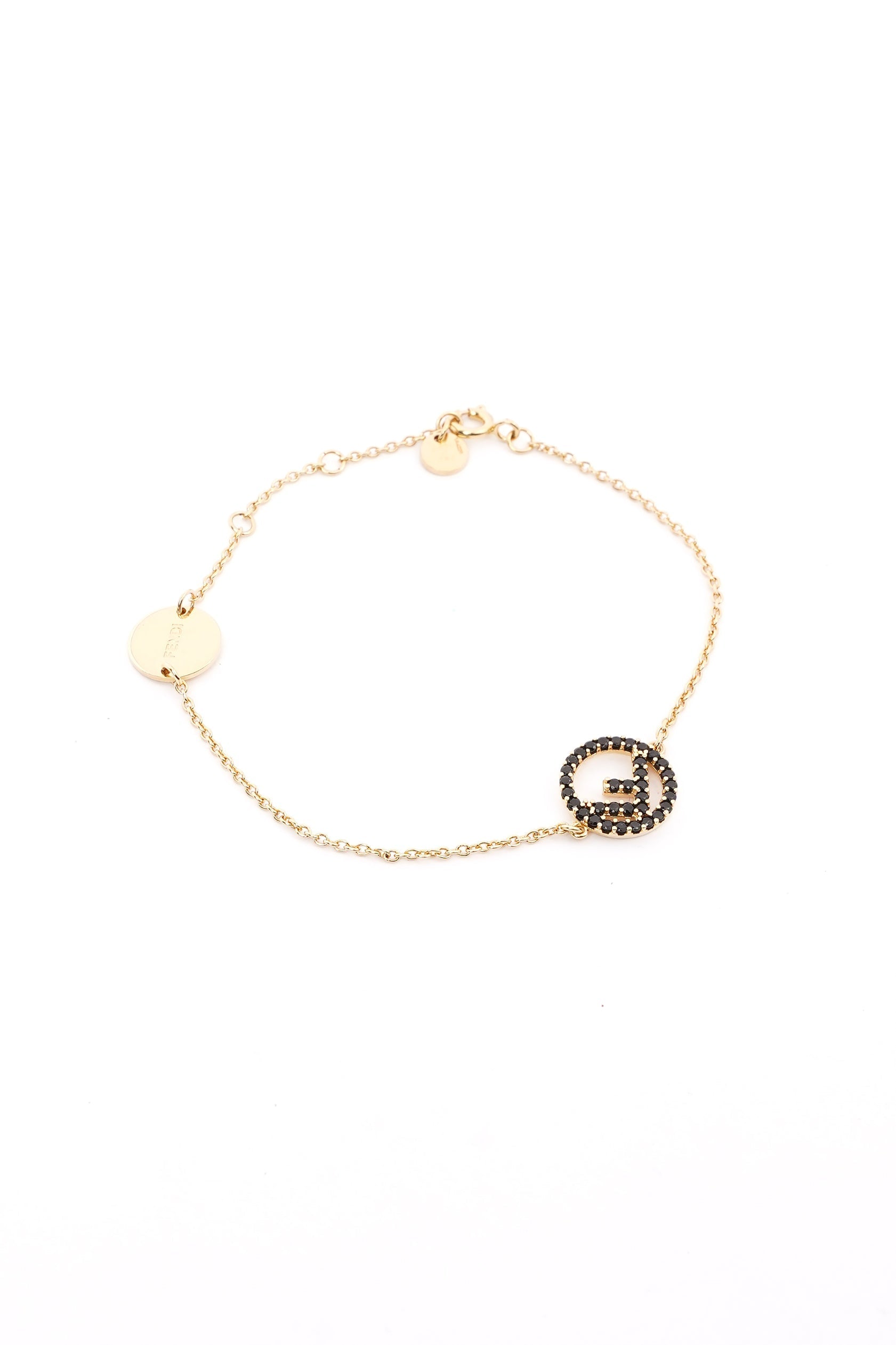 Fendi F Bracelet Gold / Black Base Metal