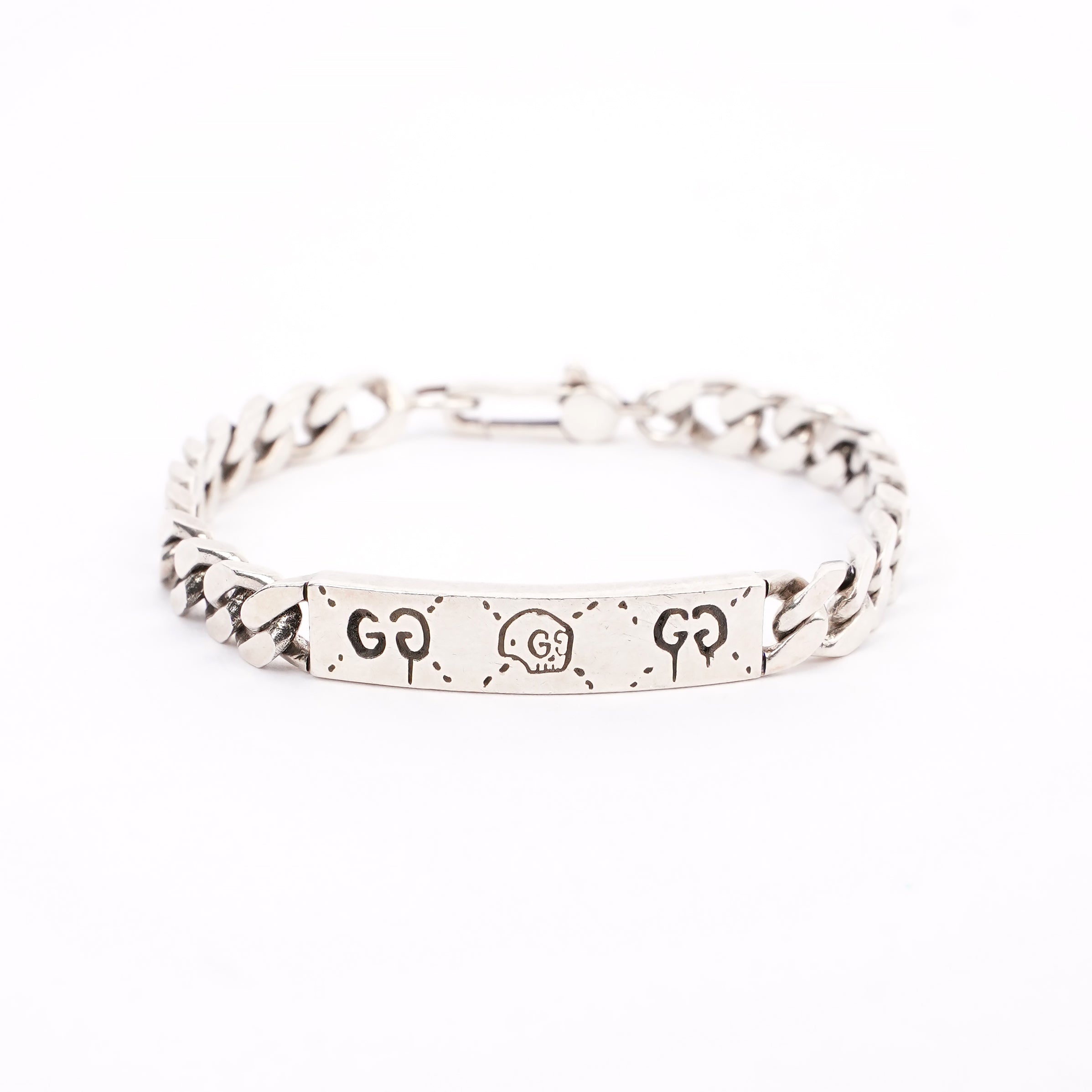Gucci Ghost Chain ID Bracelet Silver Silver Sterling 17cm