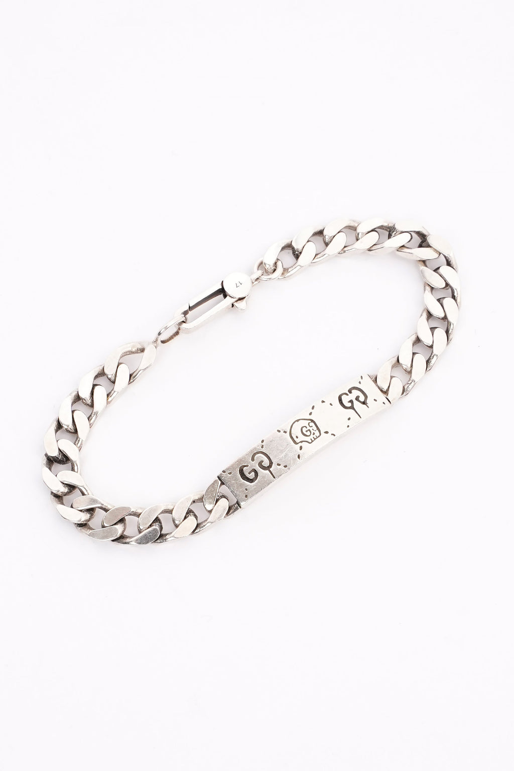 Gucci Ghost Chain ID Bracelet Silver Silver Sterling 17cm