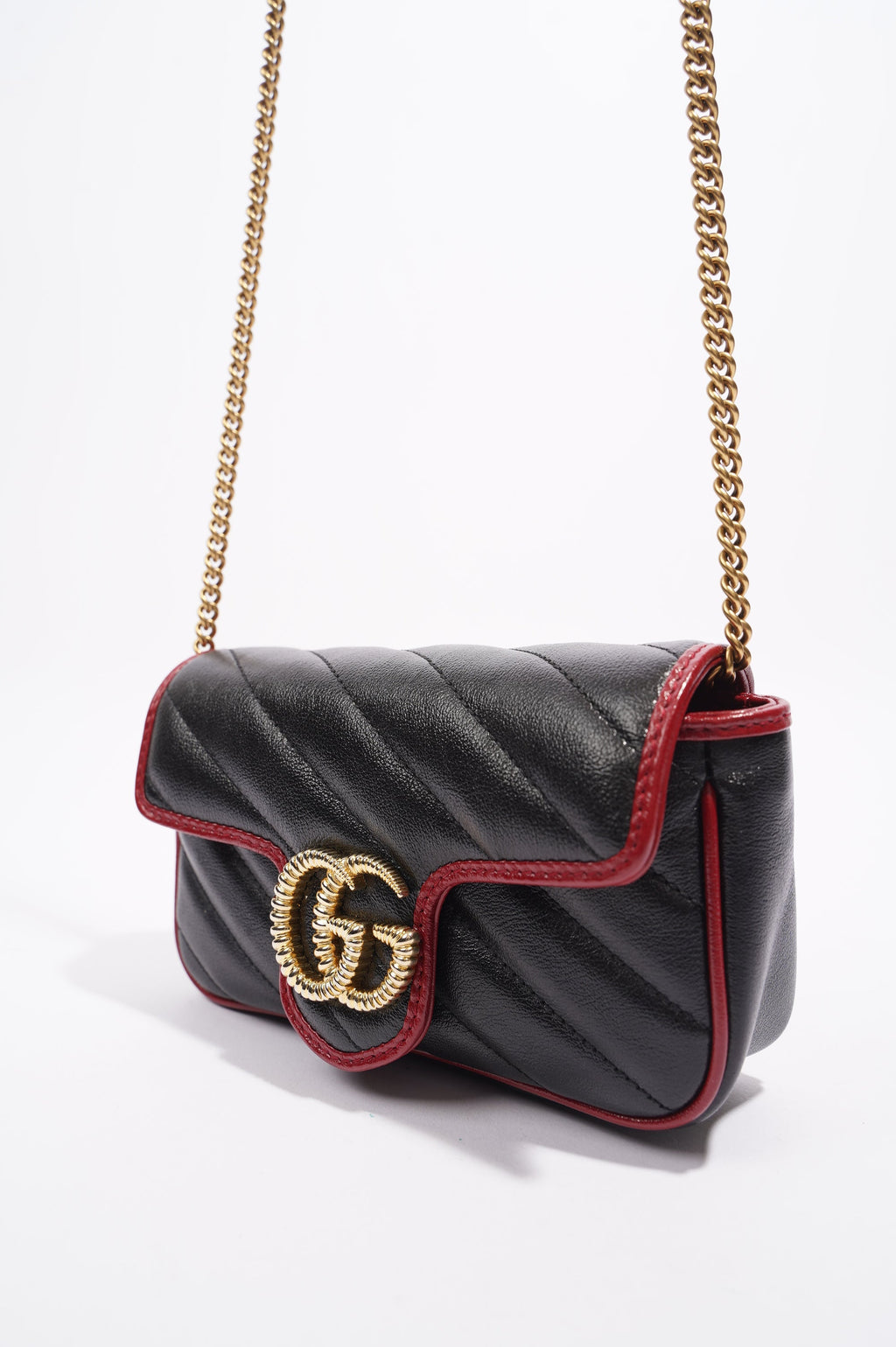 Gucci Torchon GG Marmont Black Leather Super Mini