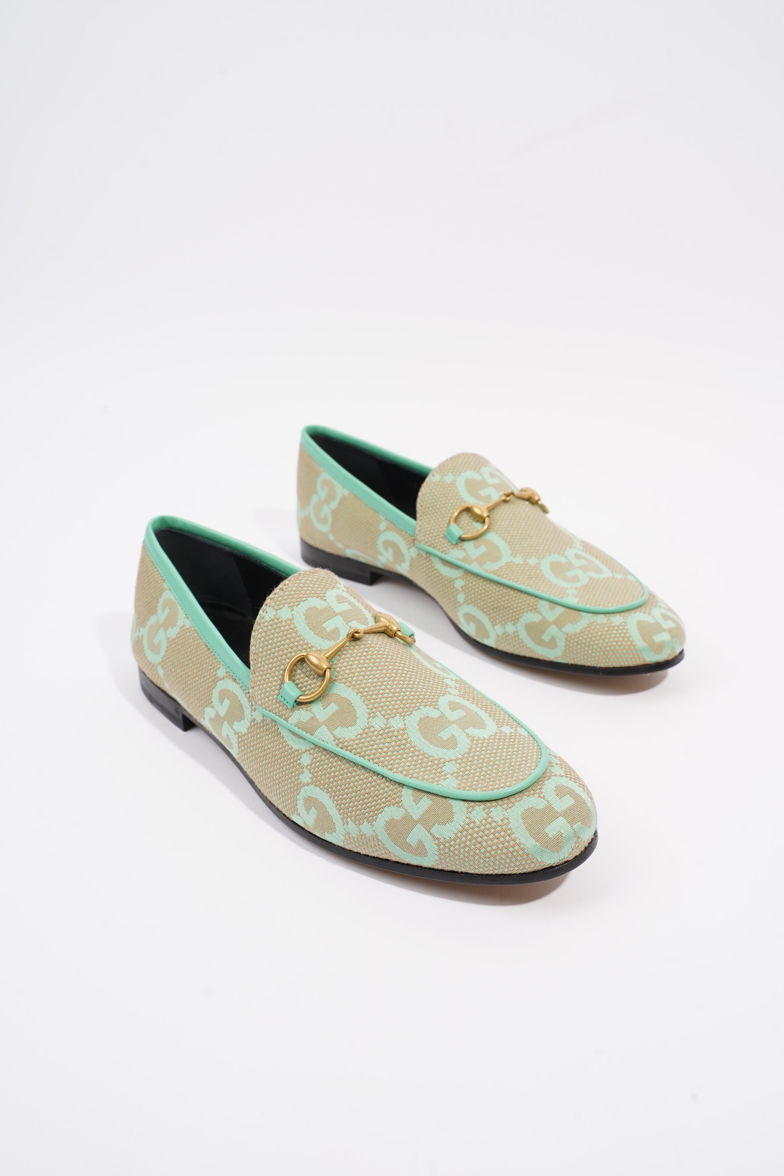 Gucci Jumbo GG Jordaan Green / Beige Canvas EU 38 UK 5