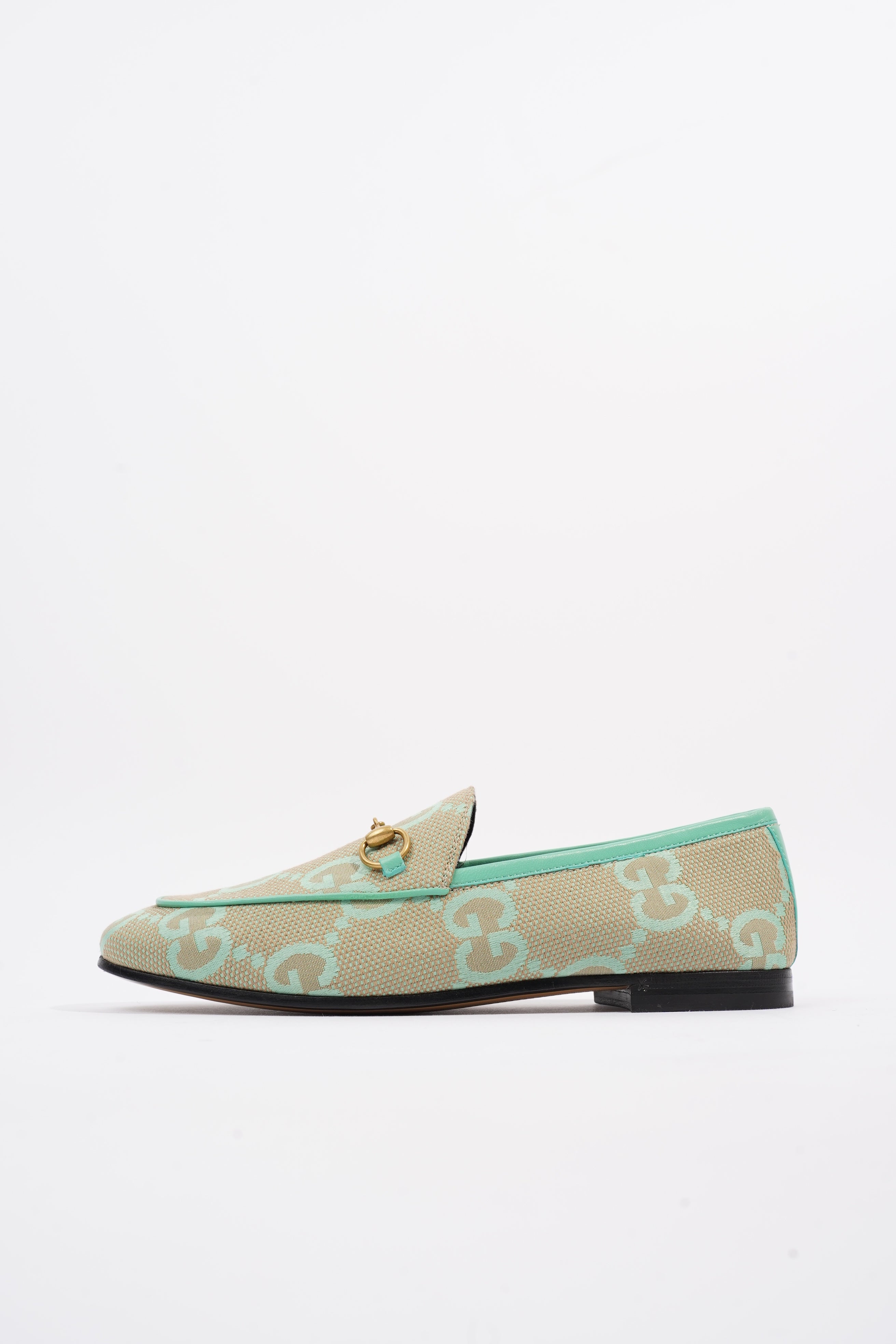 Gucci Jumbo GG Jordaan Green / Beige Canvas EU 38 UK 5