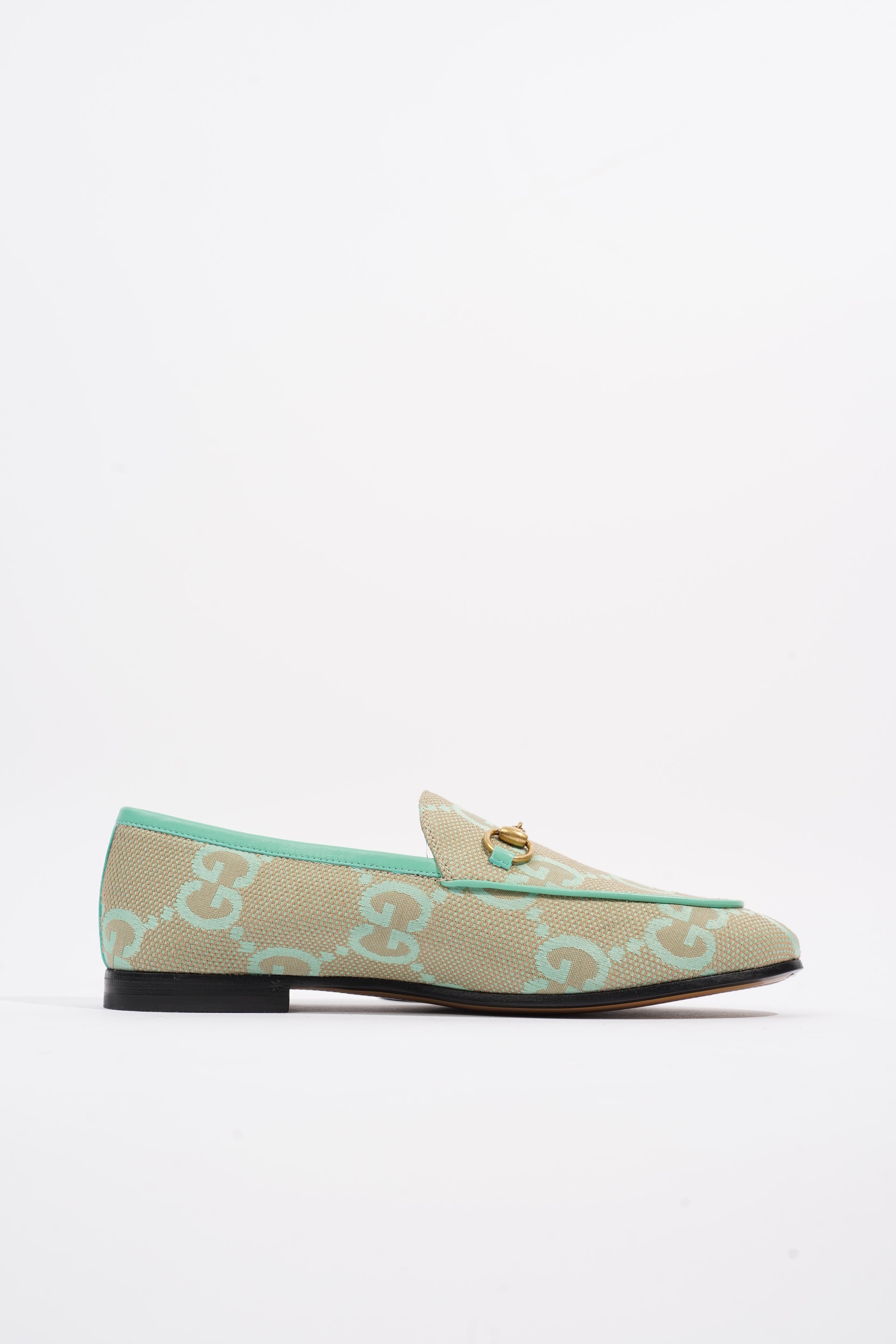Gucci Jumbo GG Jordaan Green / Beige Canvas EU 38 UK 5