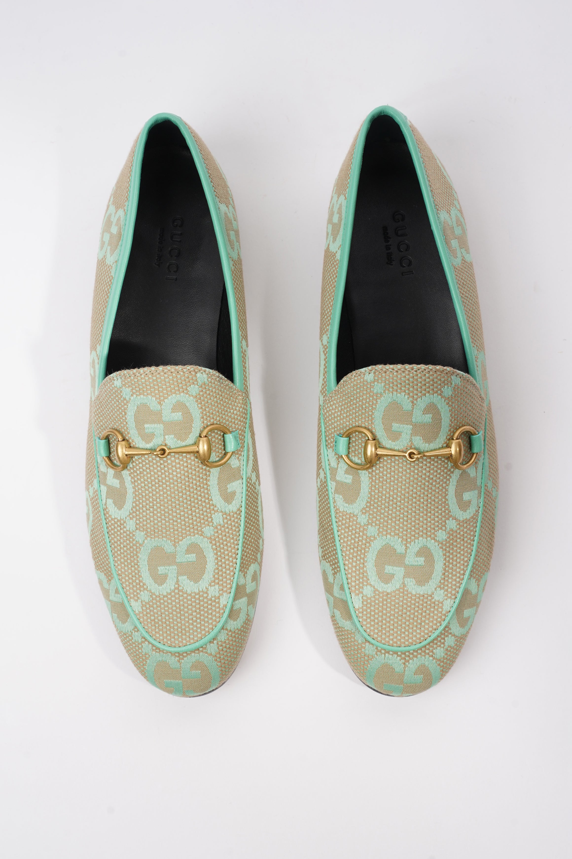 Gucci Jumbo GG Jordaan Green / Beige Canvas EU 38 UK 5