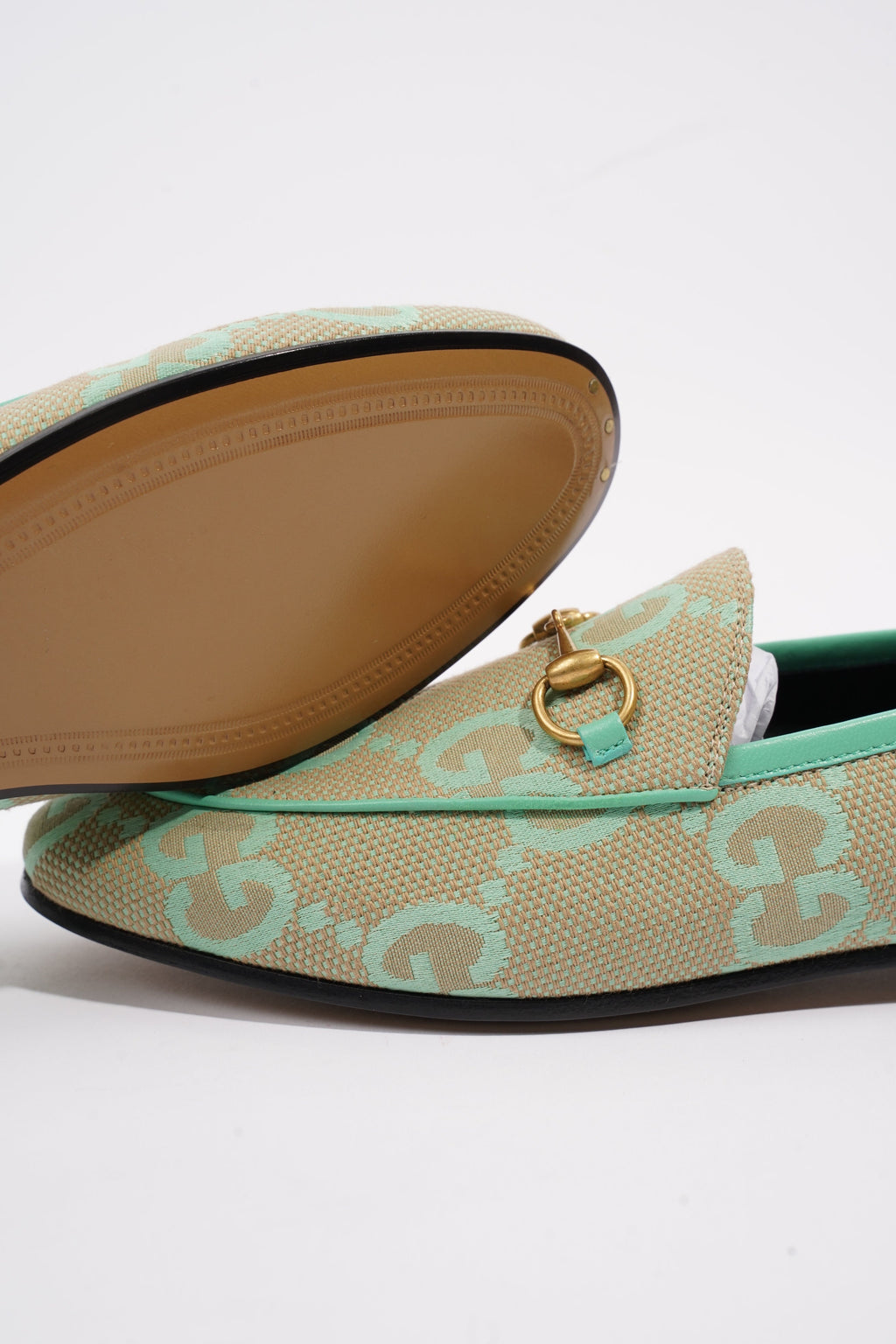 Gucci Jumbo GG Jordaan Green / Beige Canvas EU 38 UK 5