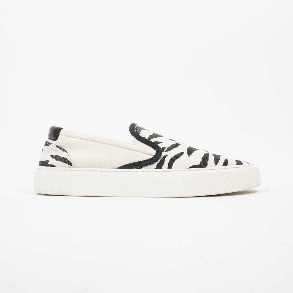Saint Laurent Slip On Sneaker Zebra Print Canvas EU 40 UK 7