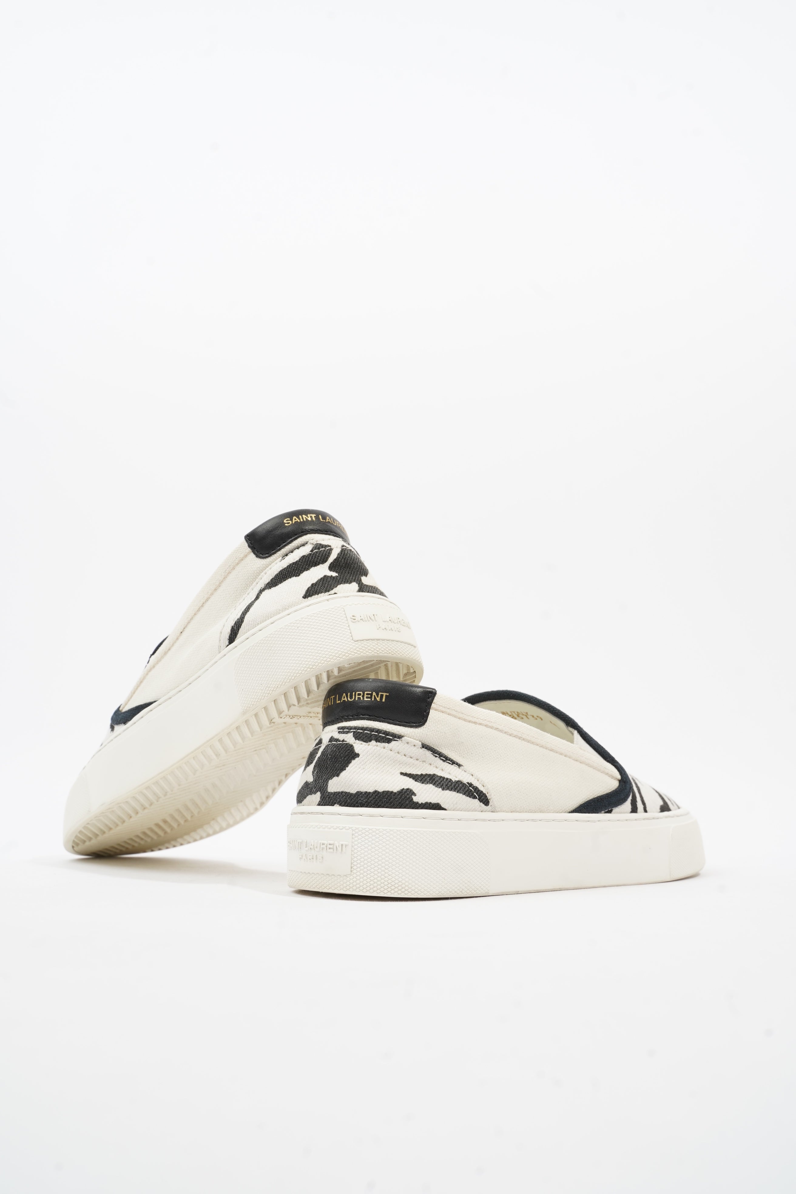 Saint Laurent Slip On Sneaker Zebra Print Canvas EU 40 UK 7