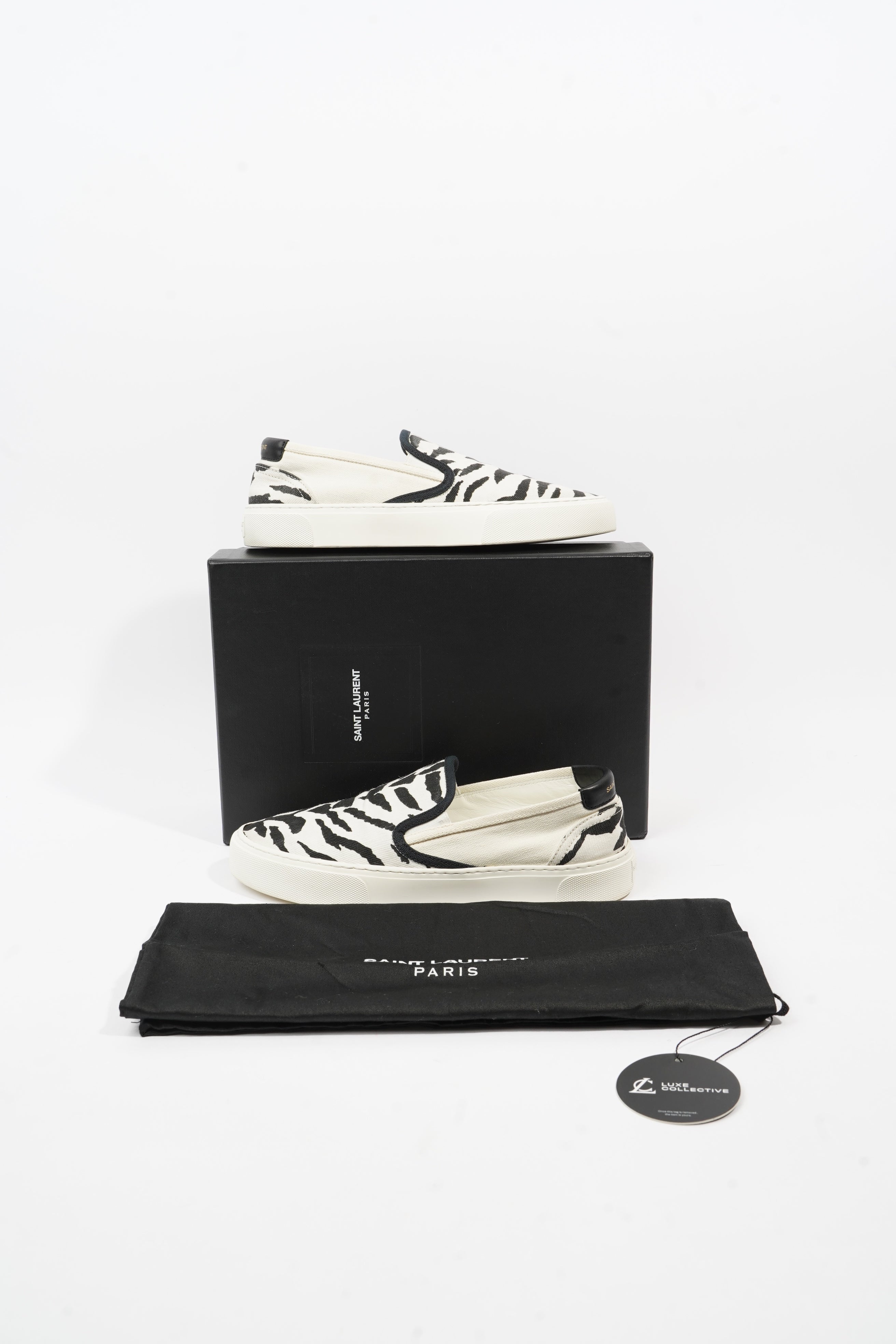 Saint Laurent Slip On Sneaker Zebra Print Canvas EU 40 UK 7