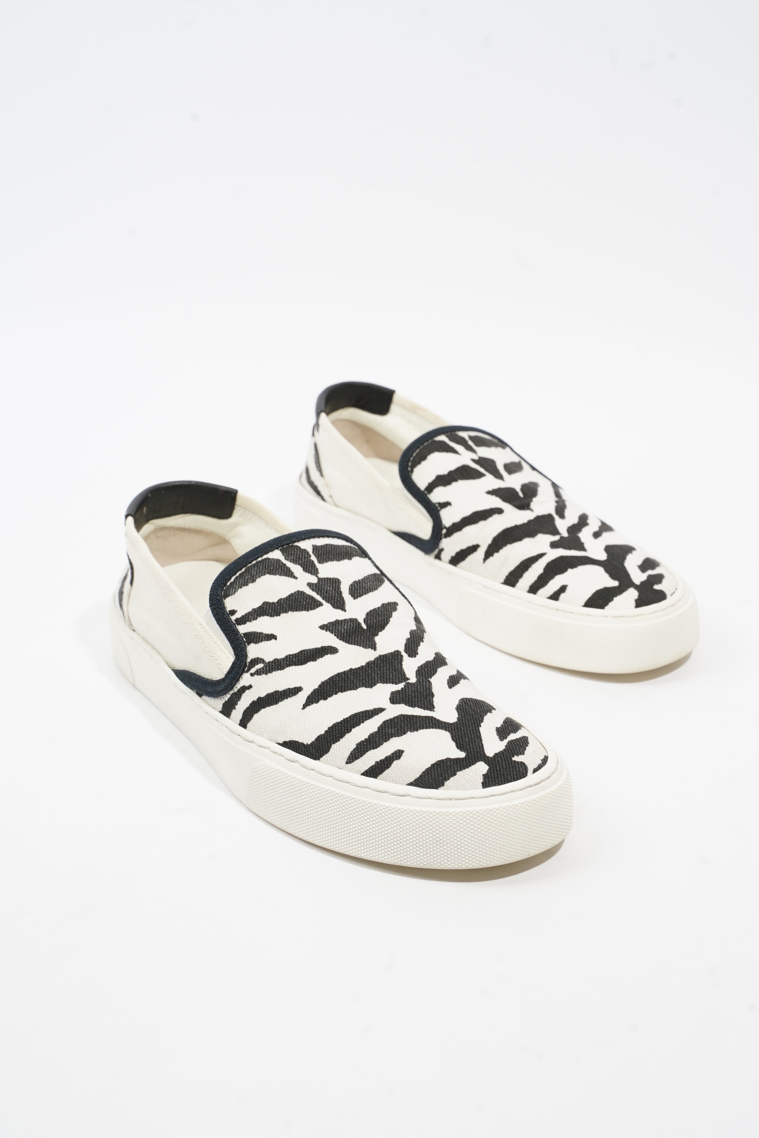 Saint Laurent Slip On Sneaker Zebra Print Canvas EU 40 UK 7