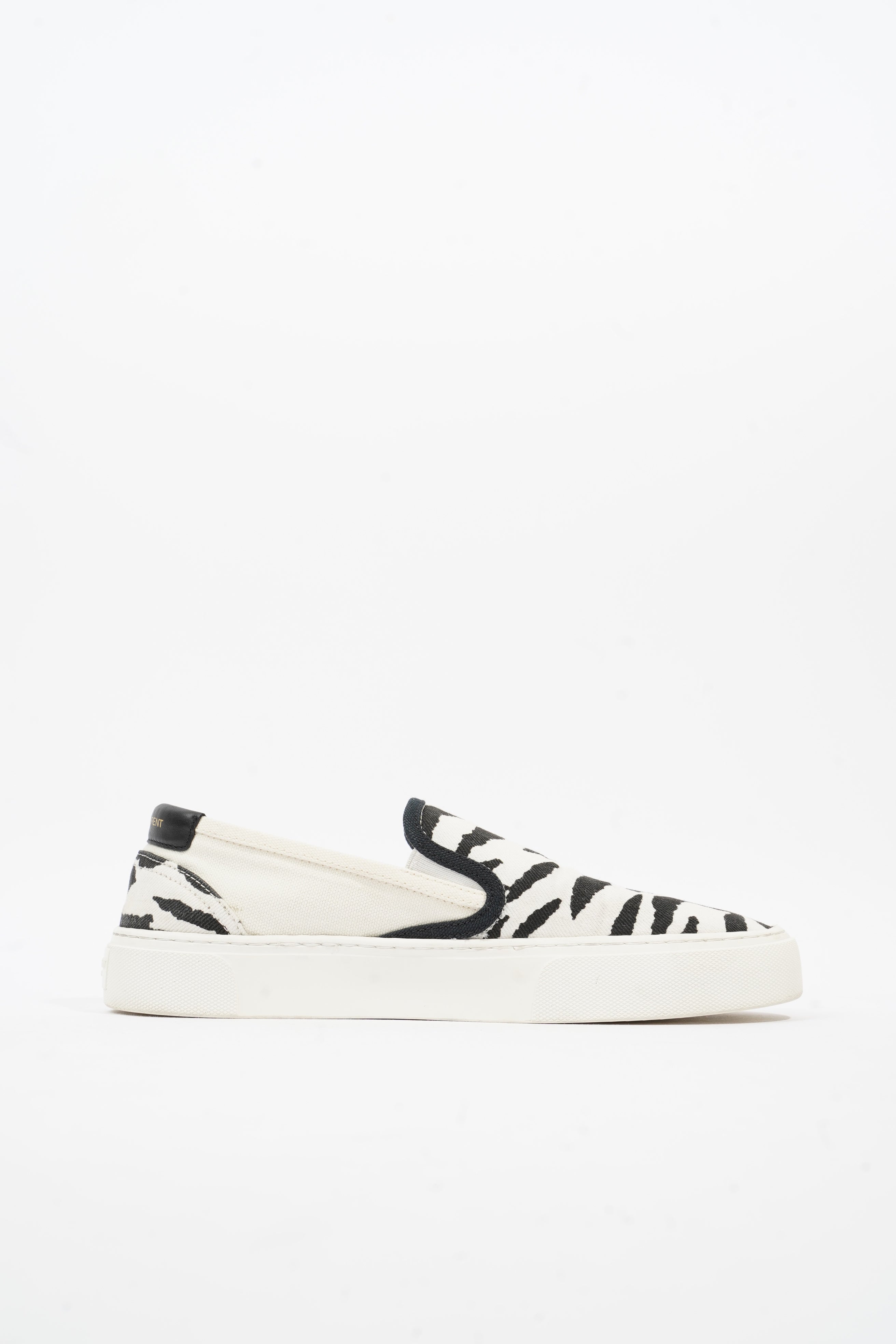 Saint Laurent Slip On Sneaker Zebra Print Canvas EU 40 UK 7