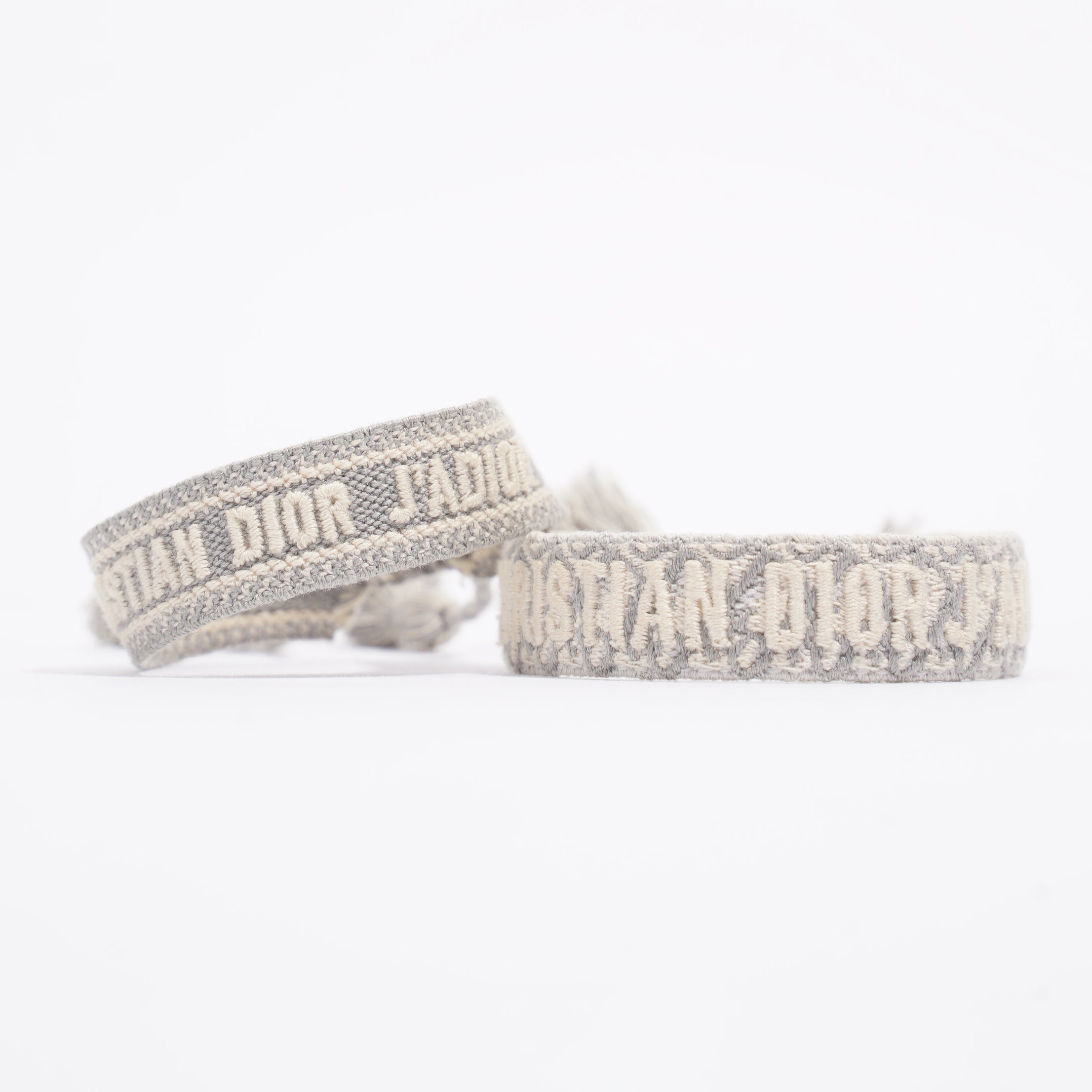 Christian Dior Bracelet Set Grey Fabric One size