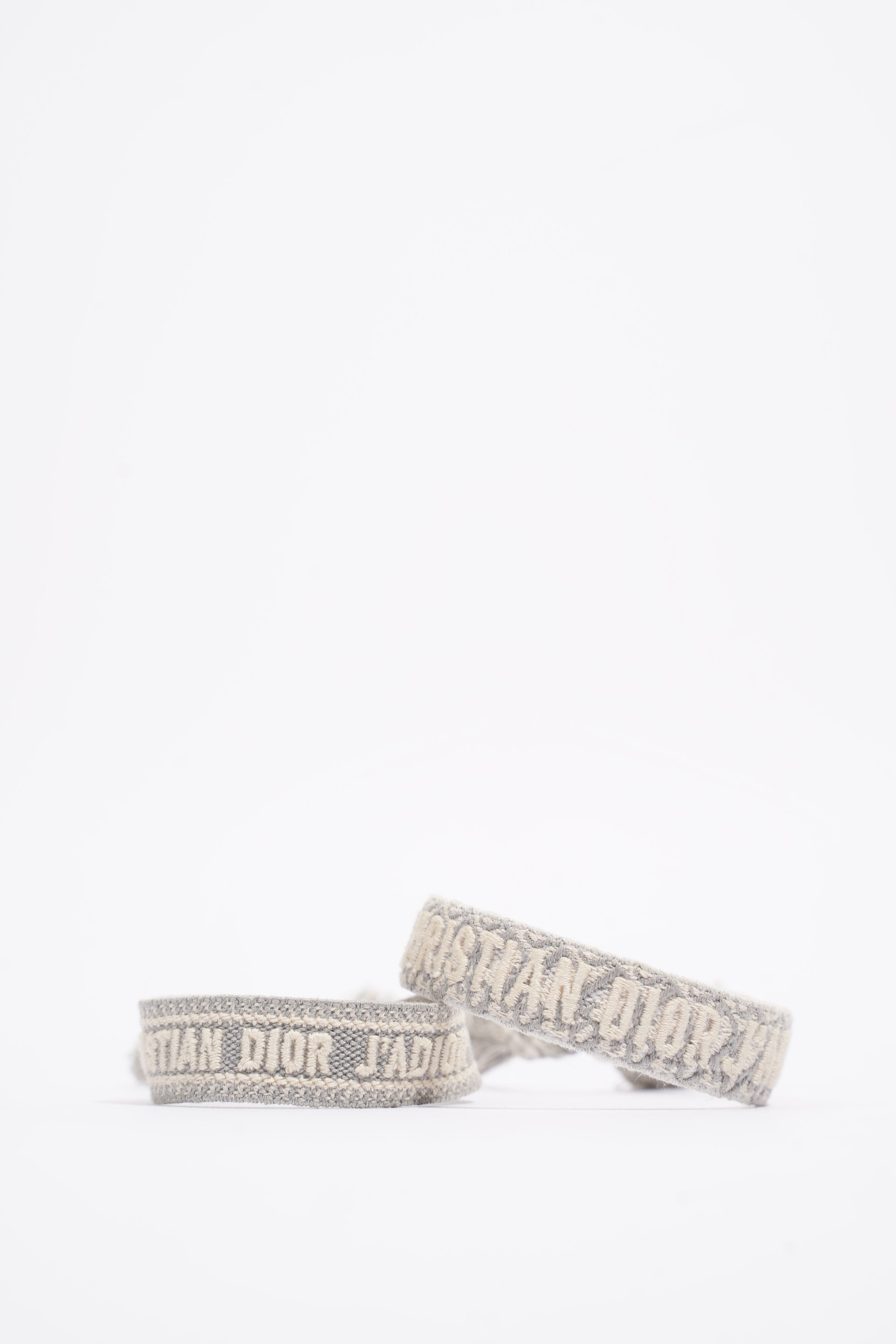 Christian Dior Bracelet Set Grey Fabric One size
