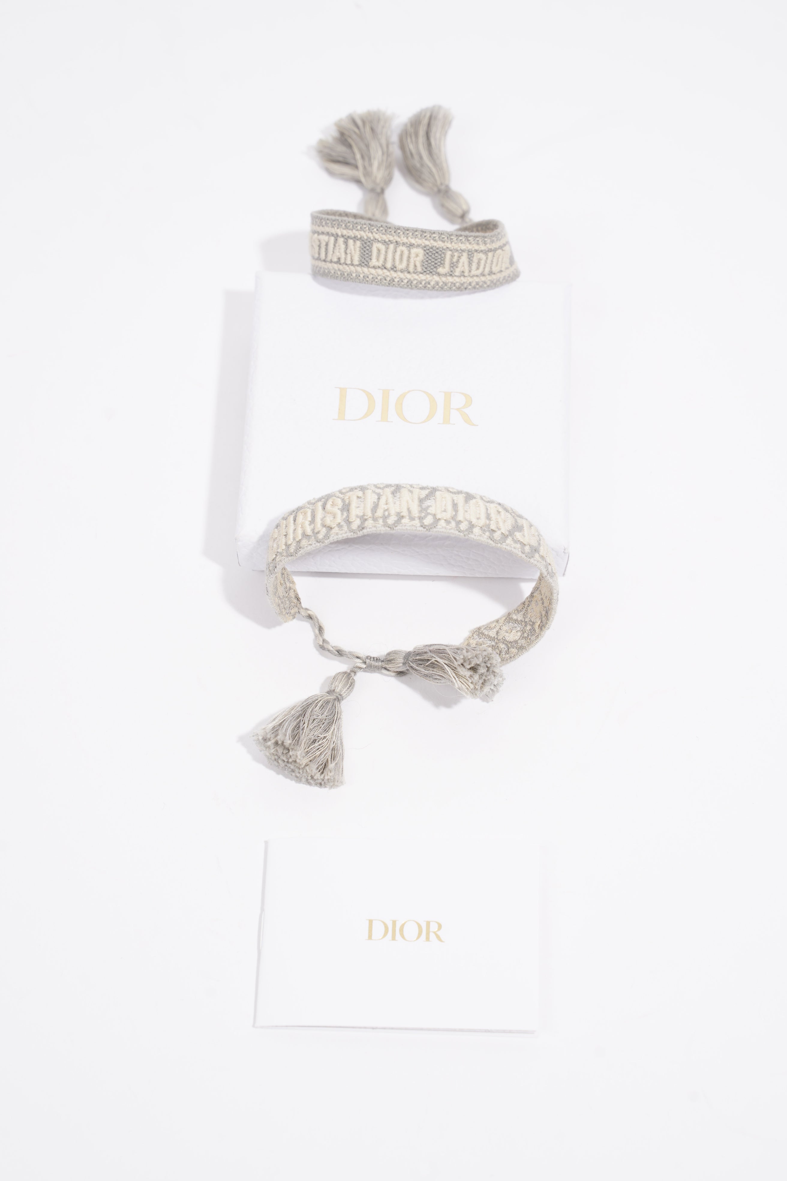 Christian Dior Bracelet Set Grey Fabric One size