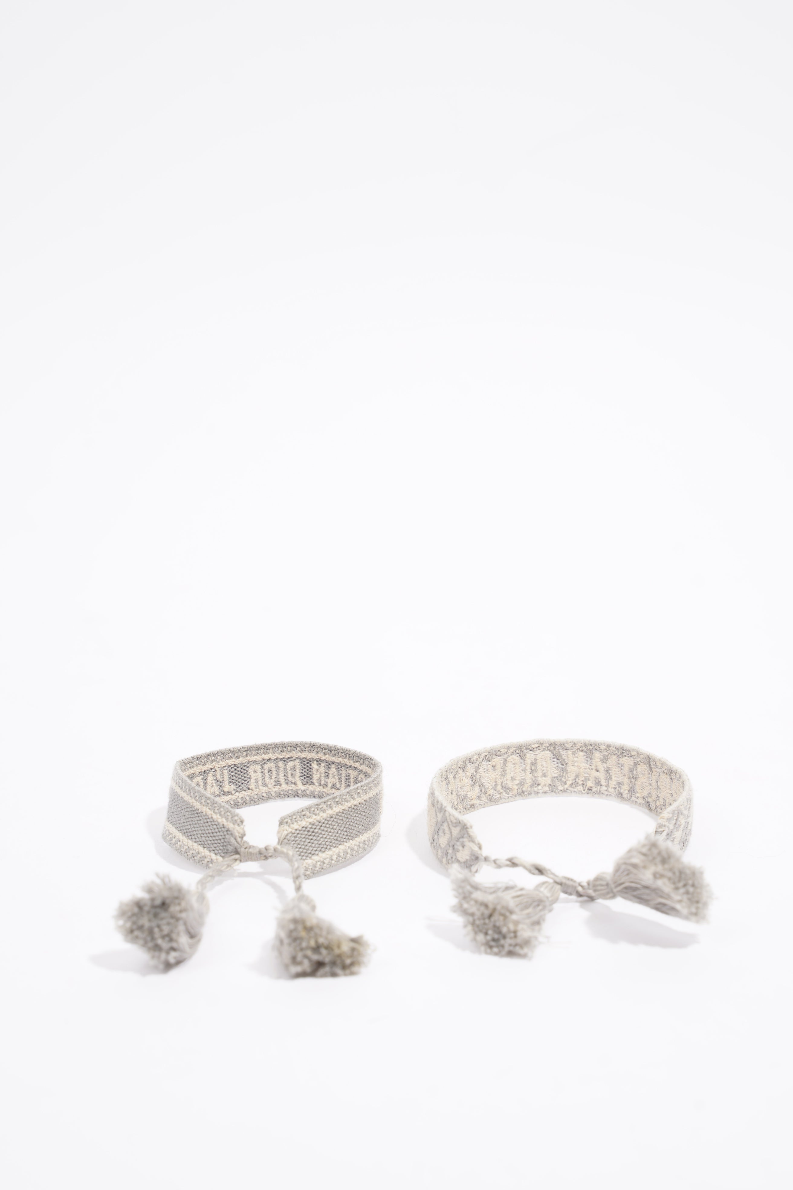 Christian Dior Bracelet Set Grey Fabric One size