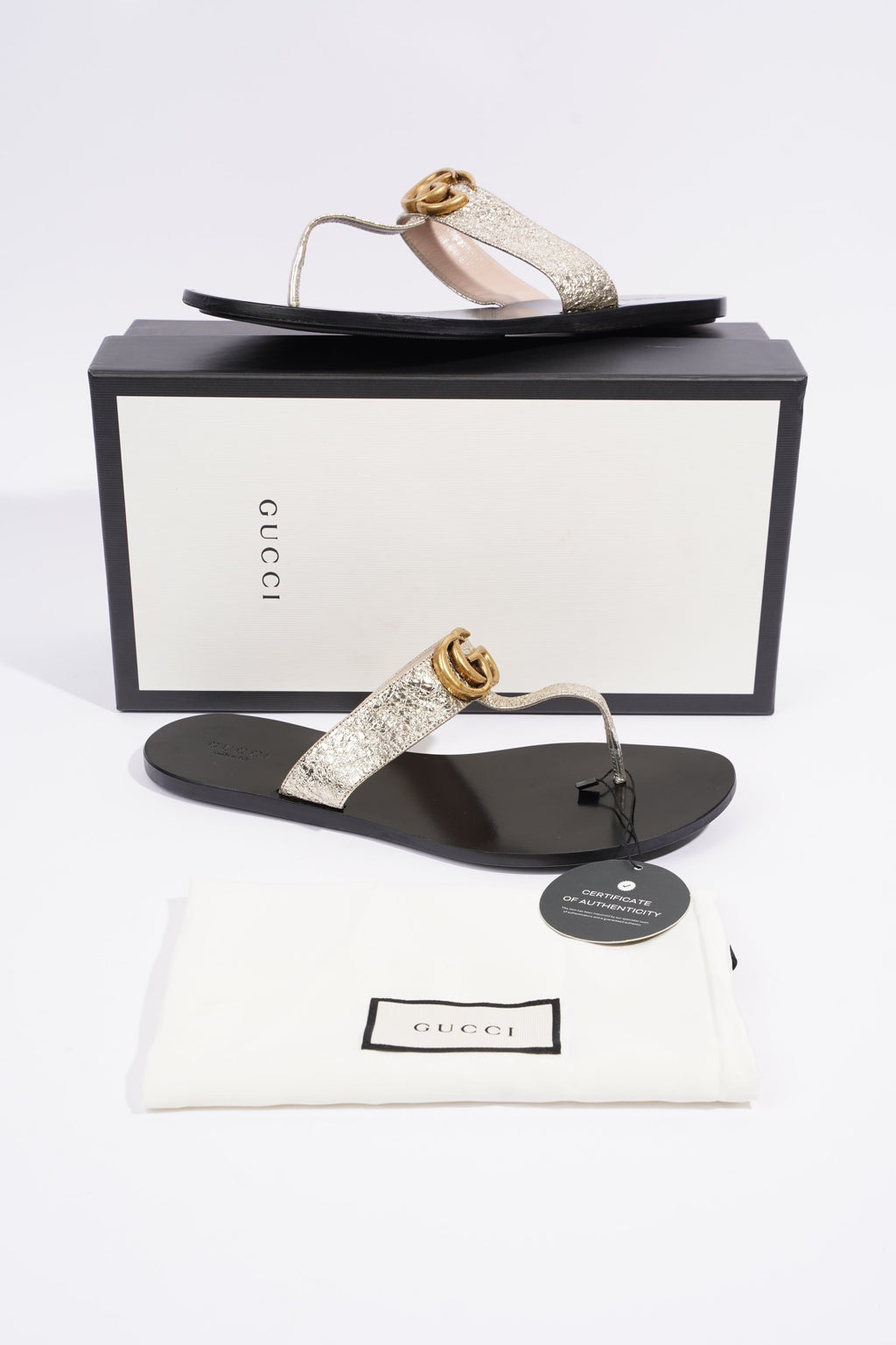 Gucci GG Marmont Gold Metallic / Black Leather EU 40 UK 7