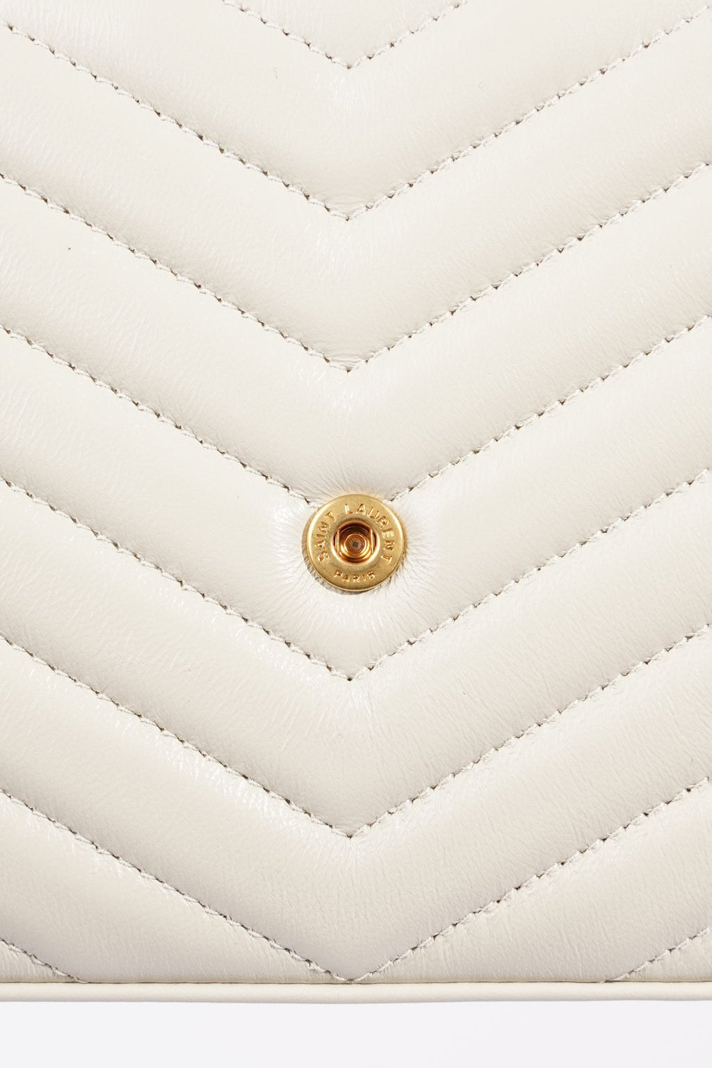 Saint Laurent Cassandre Chain Wallet Cream Calfskin Leather