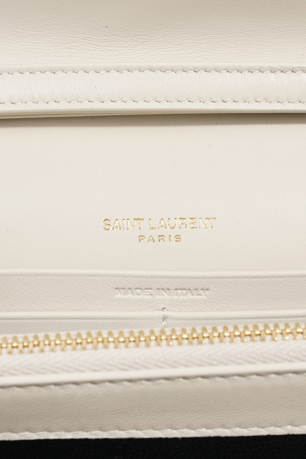 Saint Laurent Cassandre Chain Wallet Cream Calfskin Leather