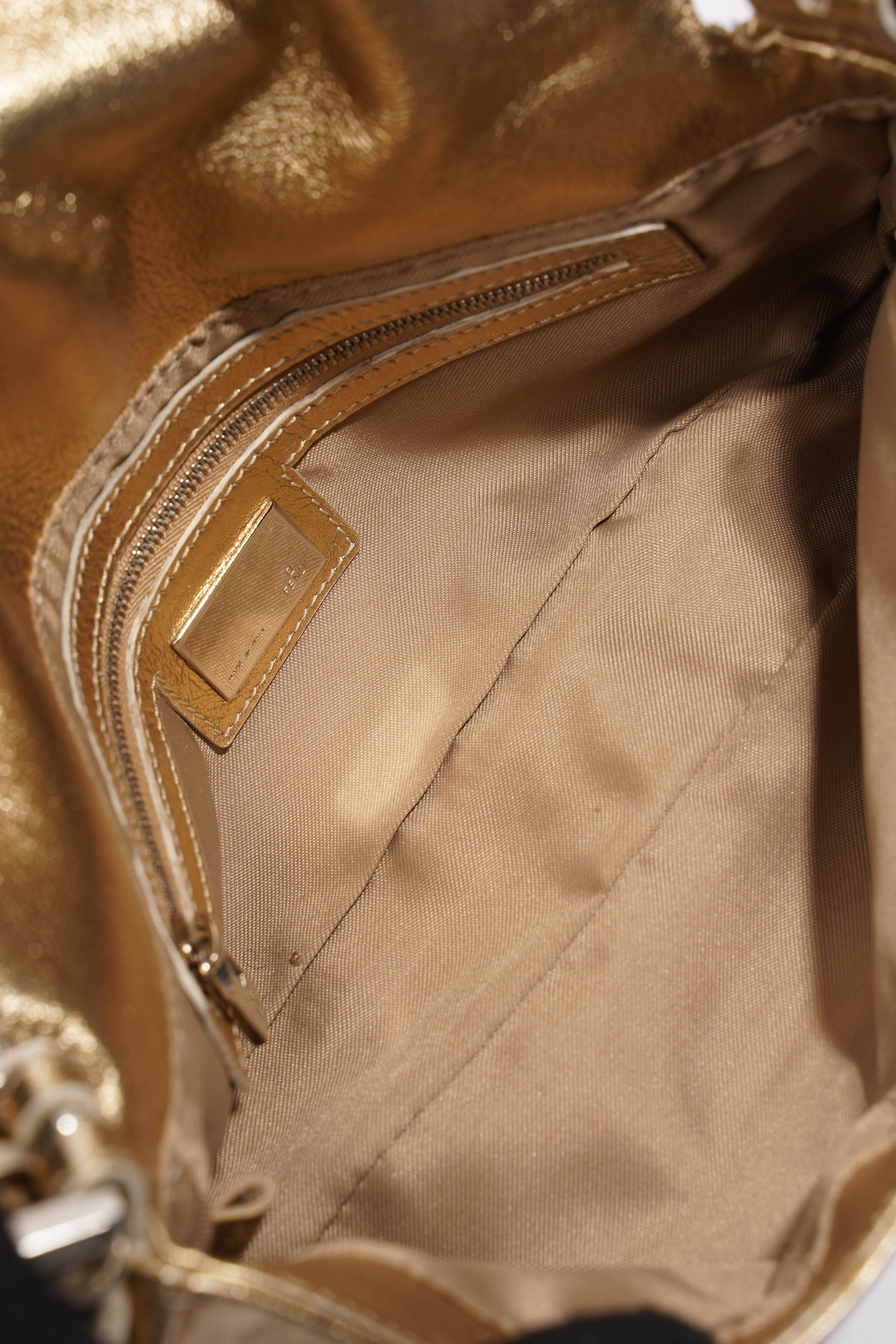 Fendi Baguette Bag Gold Leather