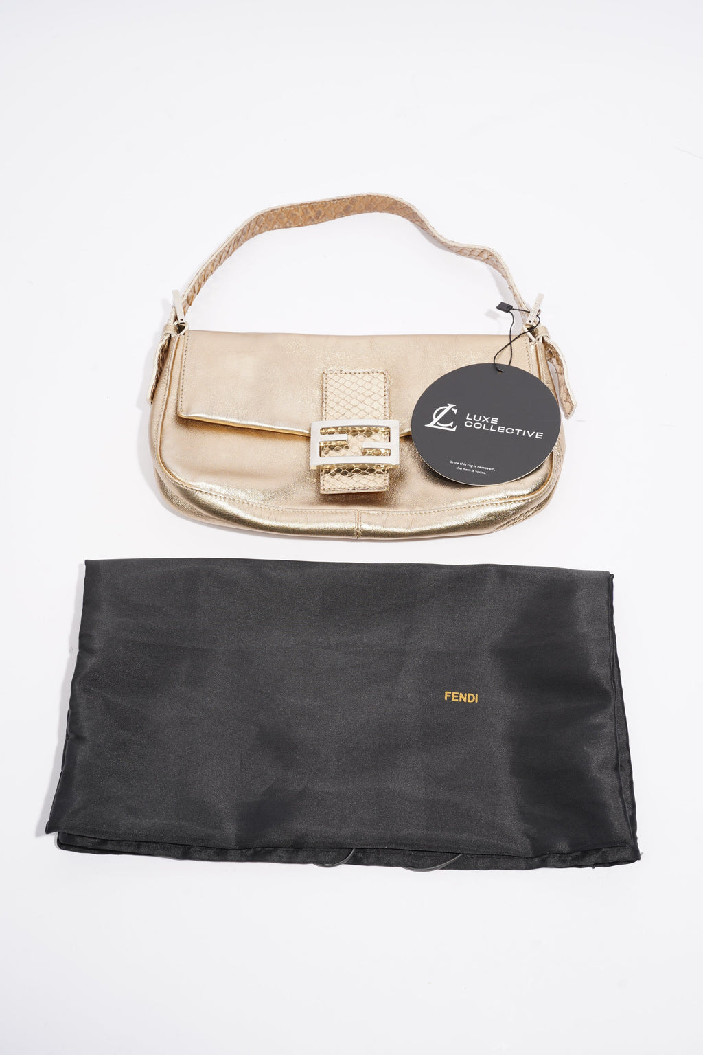 Fendi Baguette Bag Gold Leather
