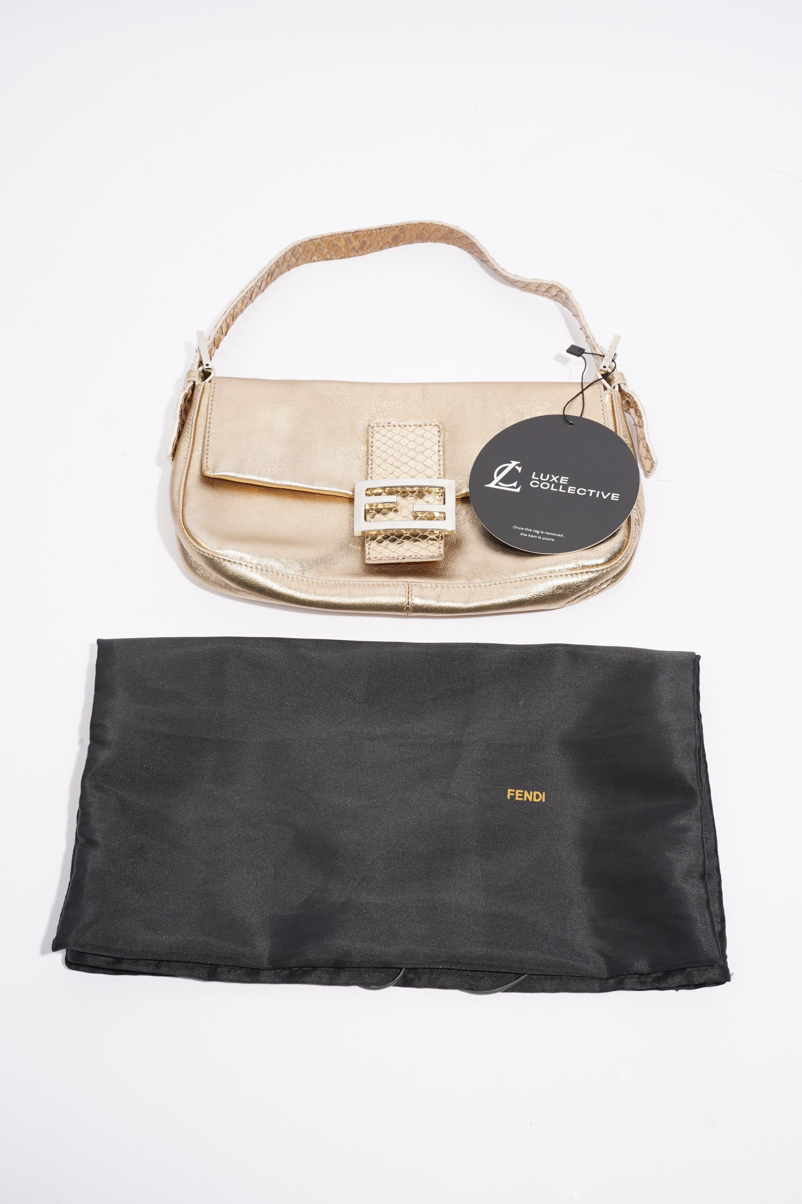 Fendi Baguette Bag Gold Leather