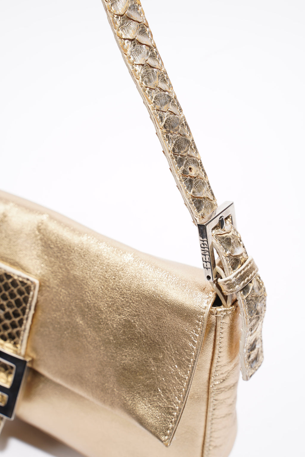 Fendi Baguette Bag Gold Leather