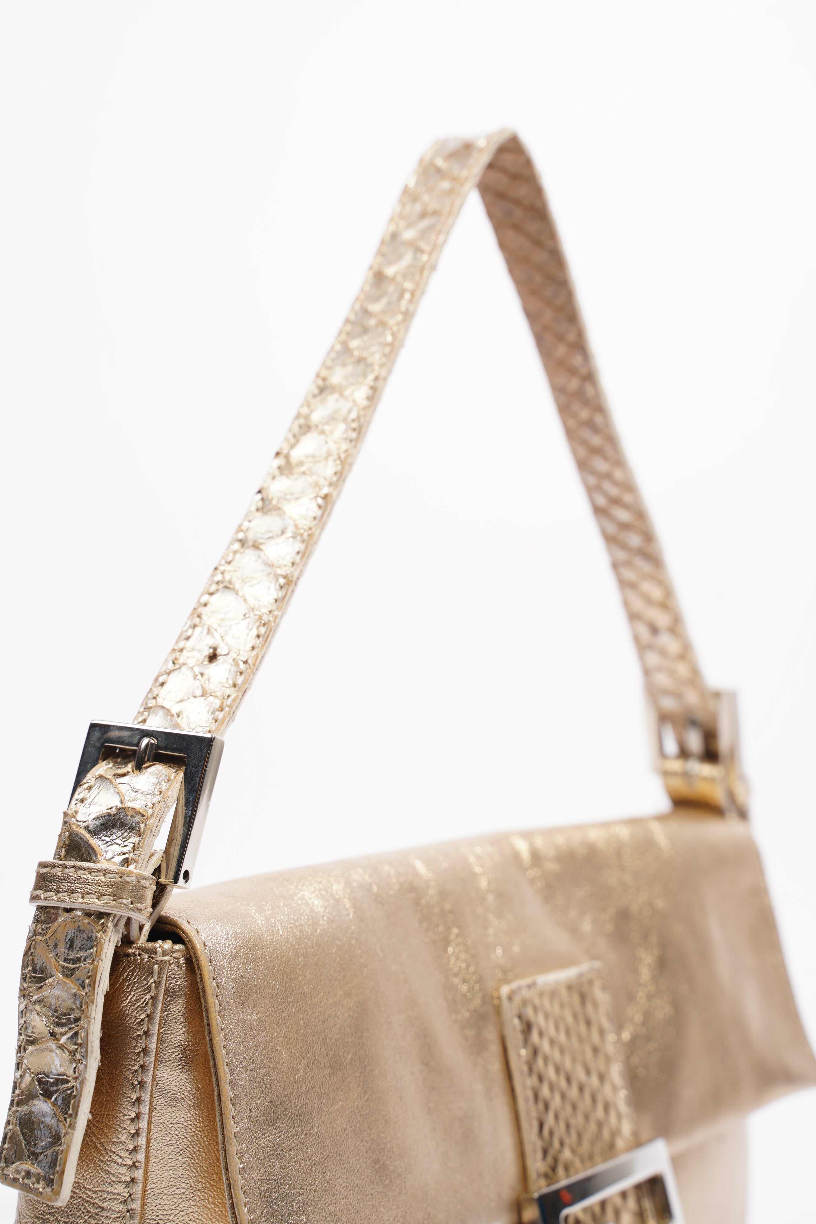 Fendi Baguette Bag Gold Leather