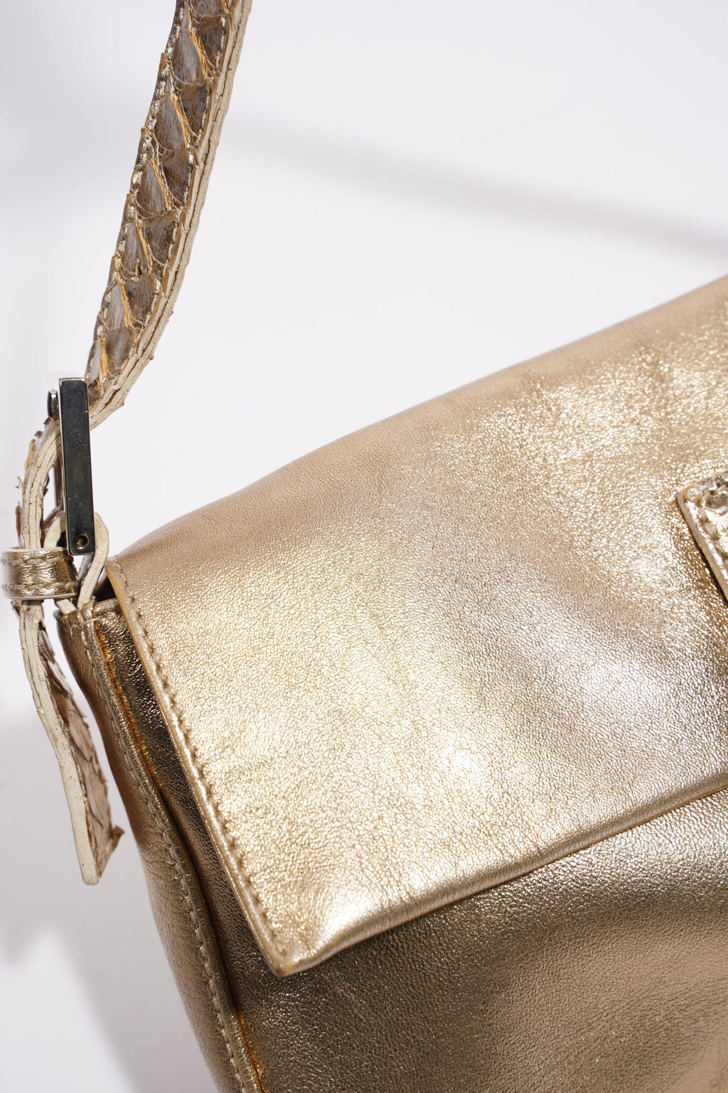 Fendi Baguette Bag Gold Leather
