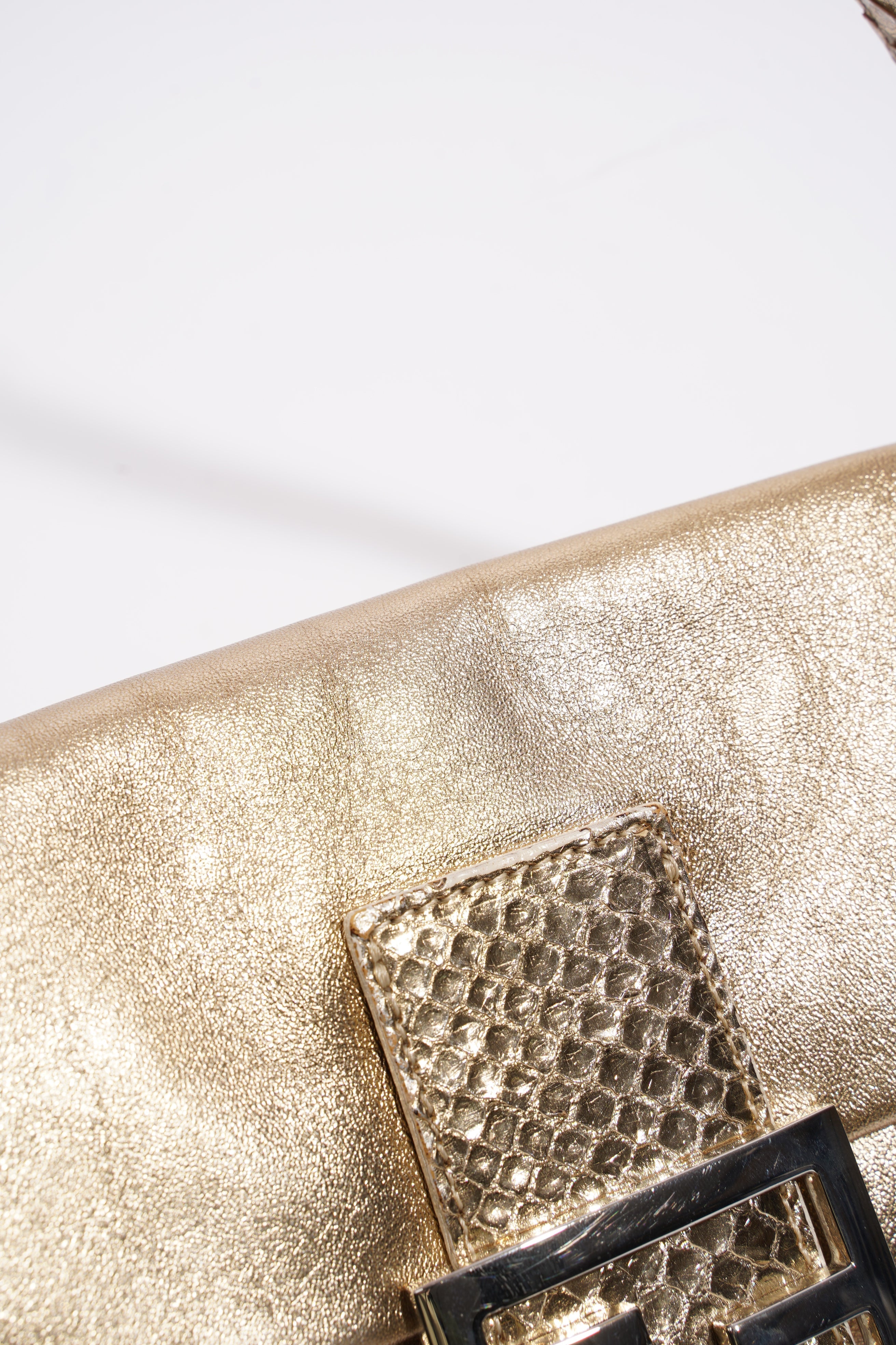 Fendi Baguette Bag Gold Leather