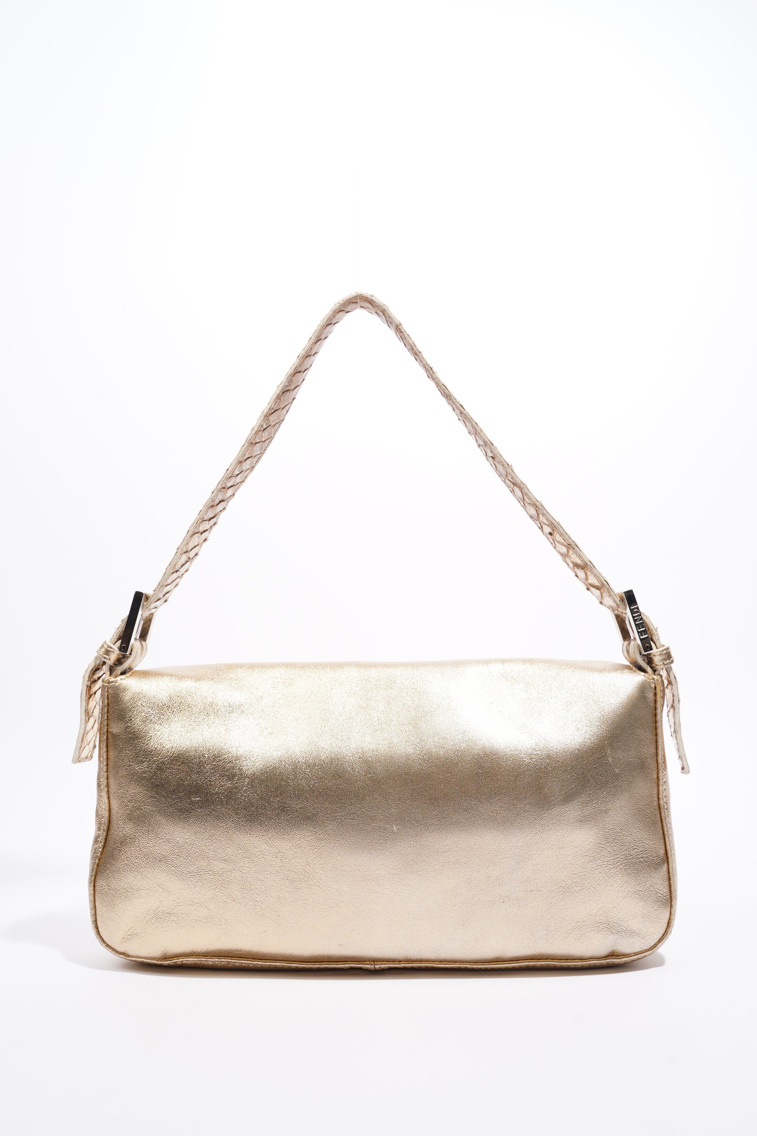 Fendi Baguette Bag Gold Leather
