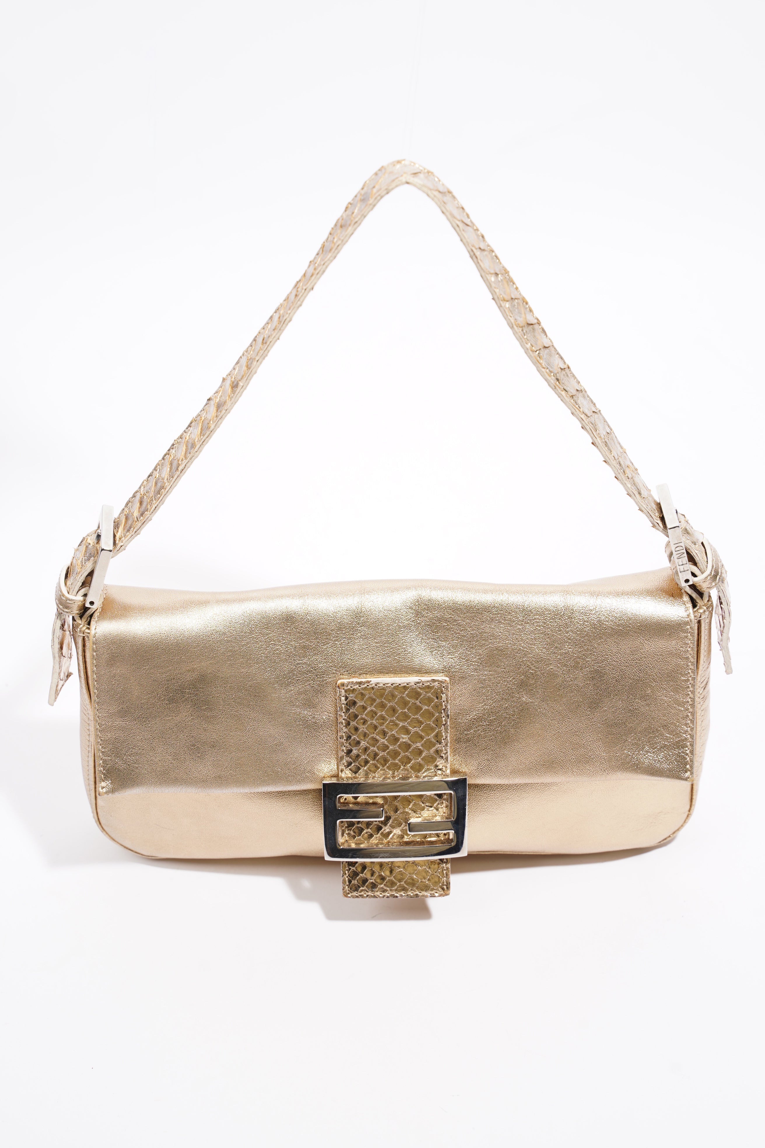 Fendi Baguette Bag Gold Leather