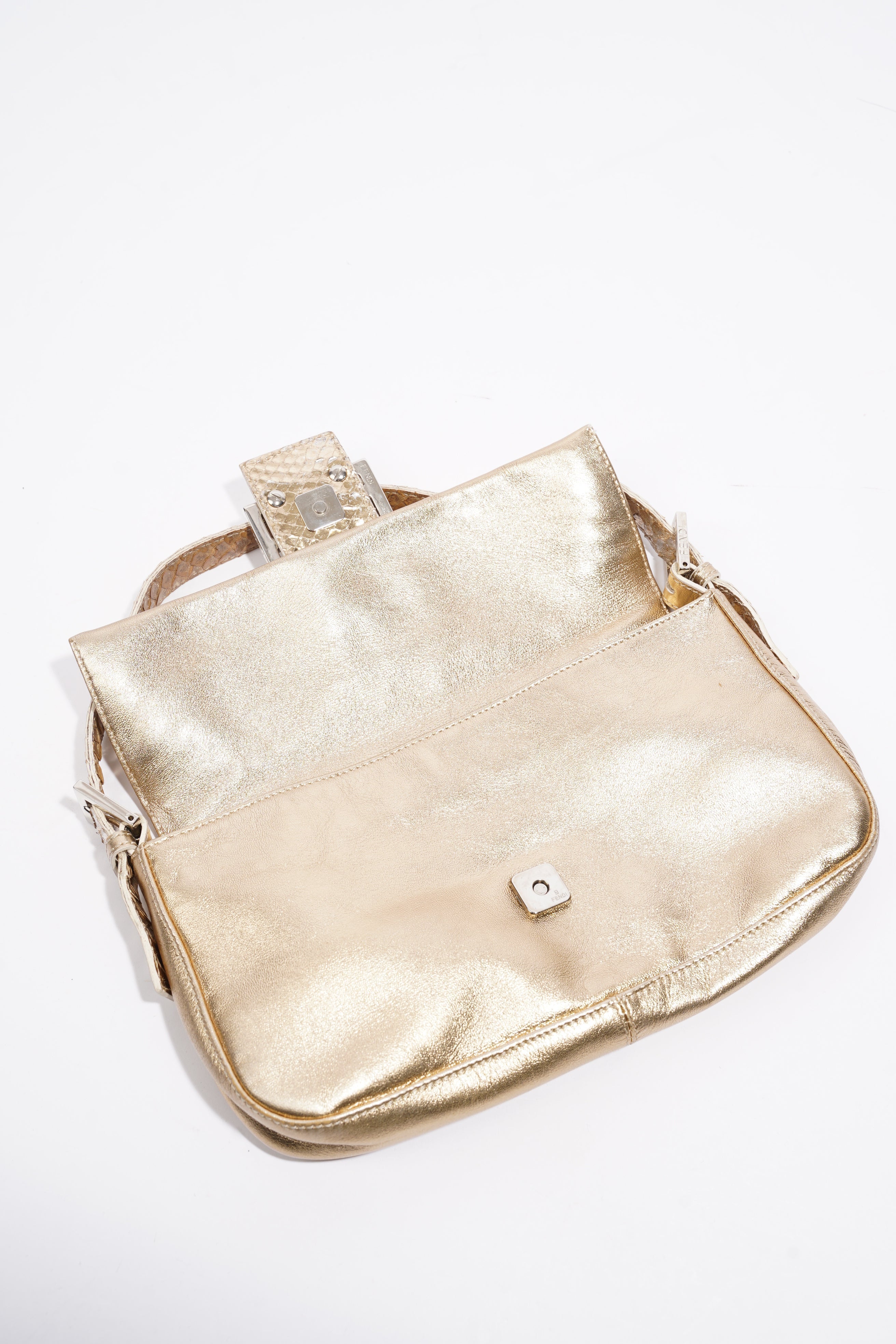 Fendi Baguette Bag Gold Leather