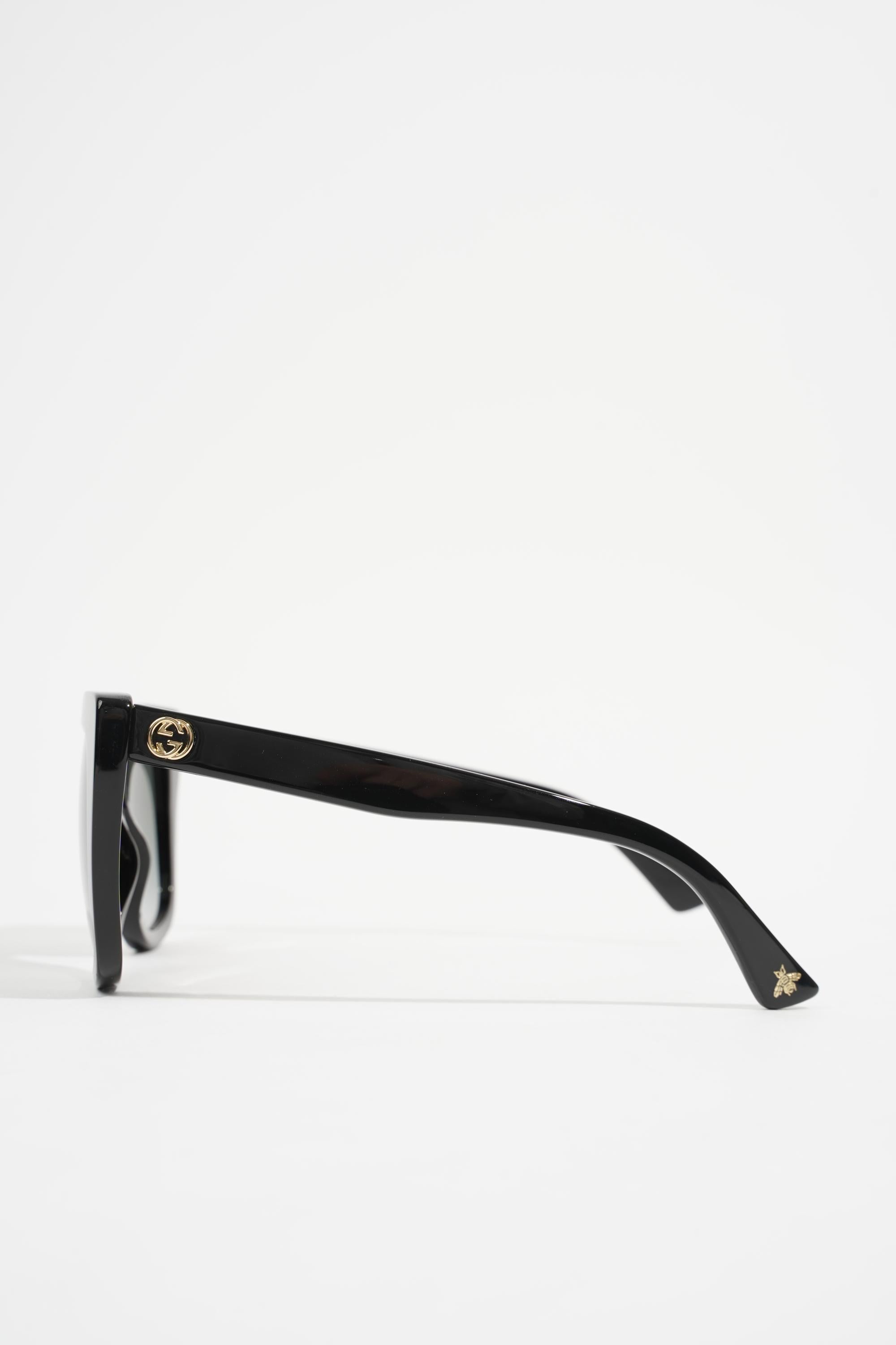 Gucci Square Sunglasses Black Acetate 51mm 22mm