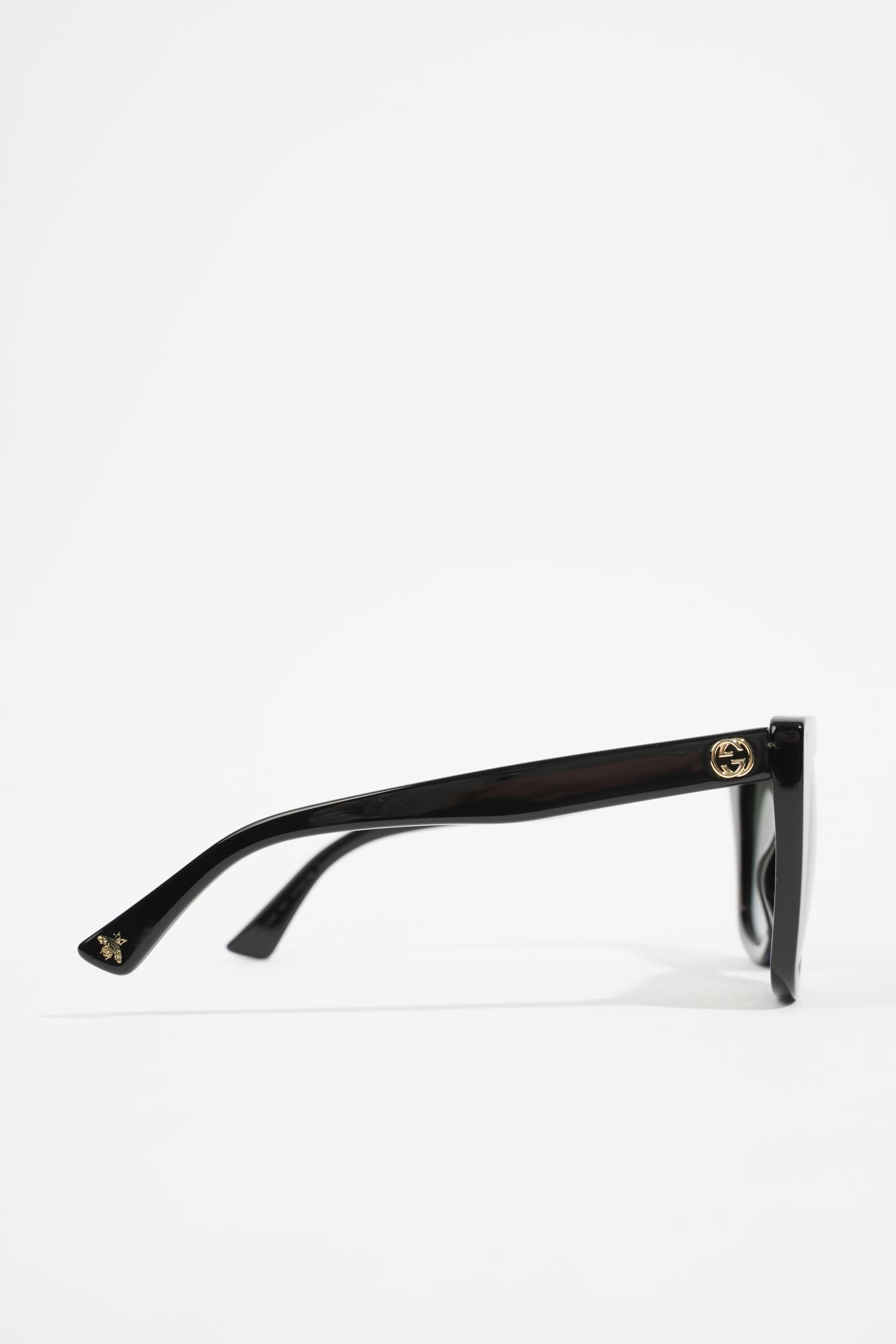 Gucci Square Sunglasses Black Acetate 51mm 22mm