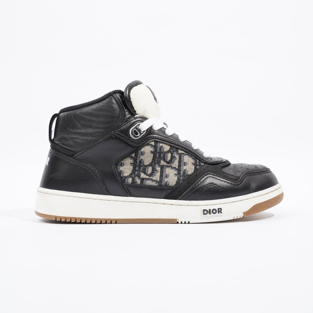 Christian Dior B27 Mid-top Black / White / Beige Oblique Leather EU 37 UK 4