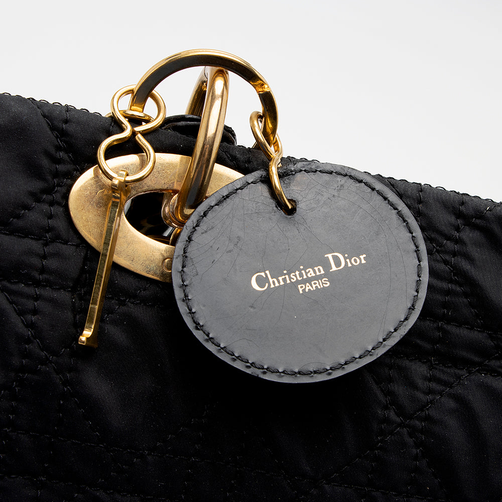 Dior Vintage Nylon Lady Dior Fold Over Large Satchel (SHF-18340)