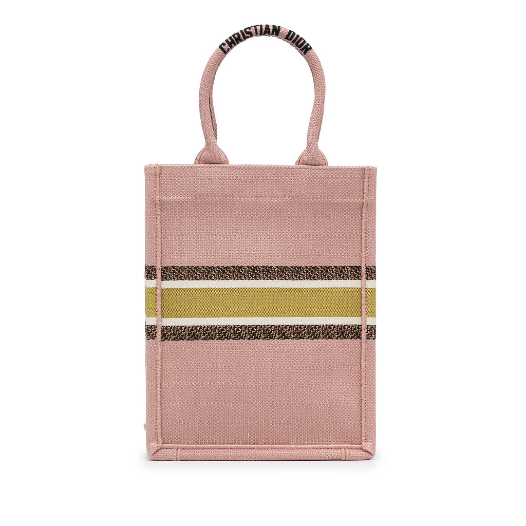 Dior Fleurs Bibliques Vertical Book Tote Pink Embroidered Canvas