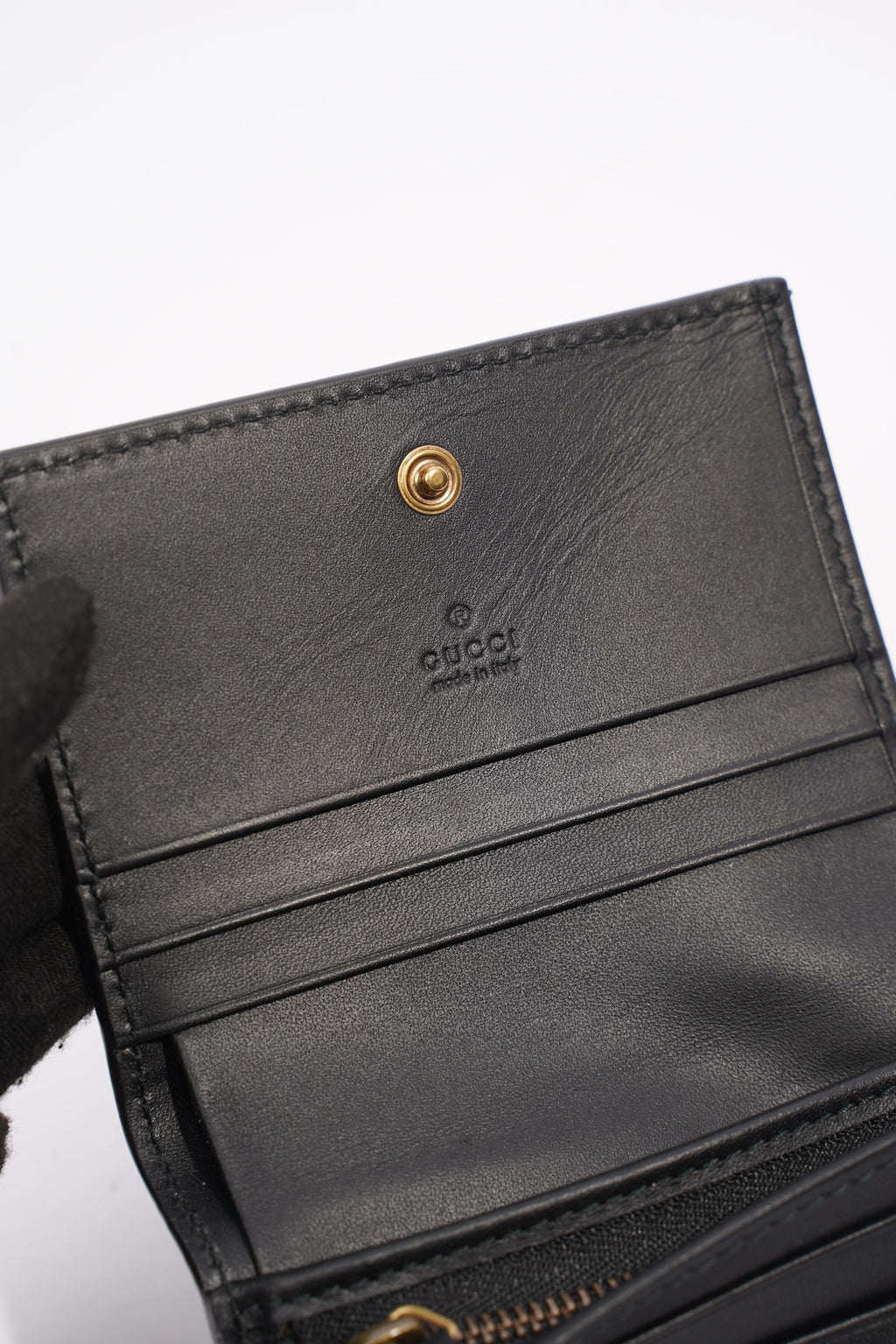 Gucci Queen Margaret Card Case Black / White Leather