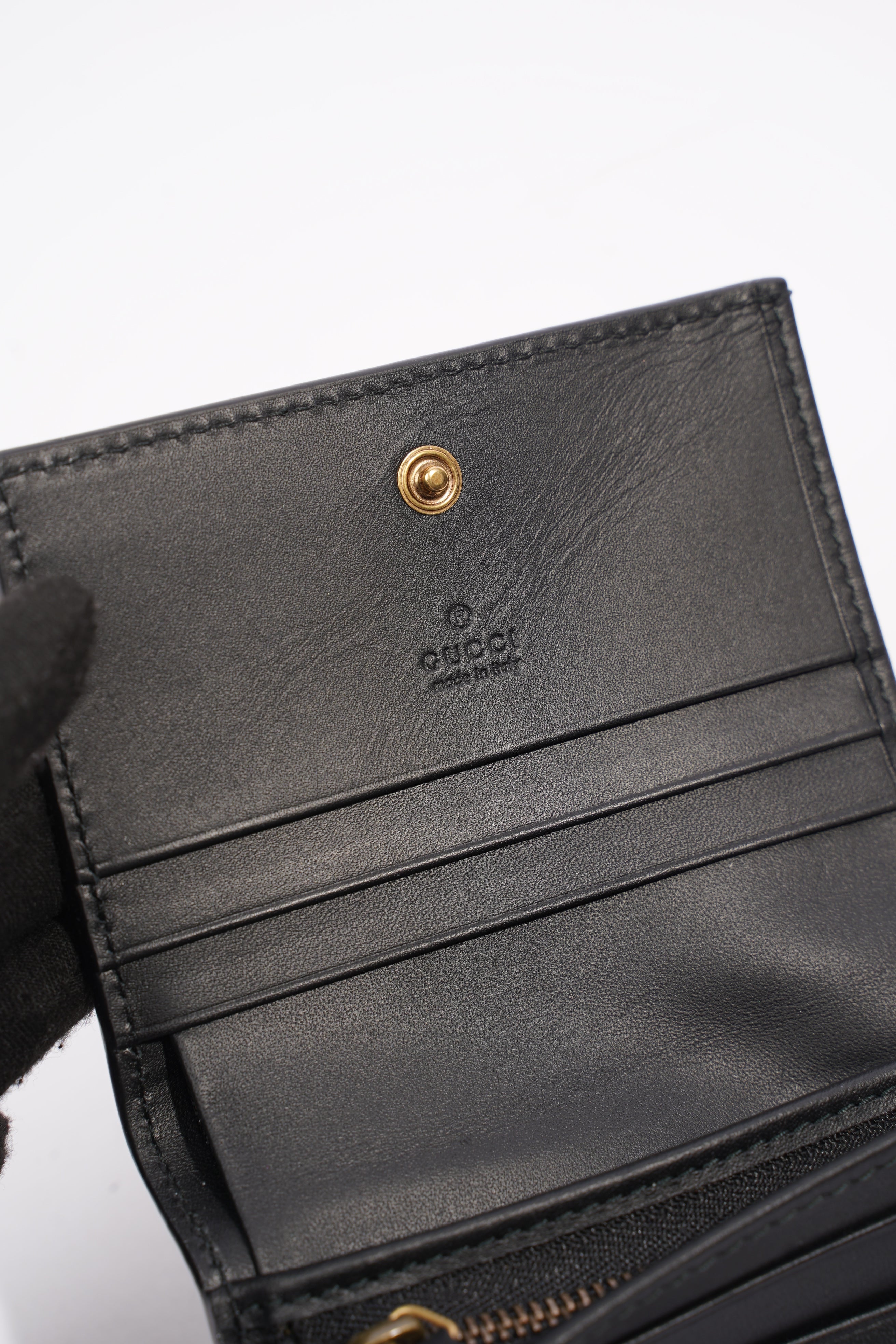 Gucci Queen Margaret Card Case Black / White Leather
